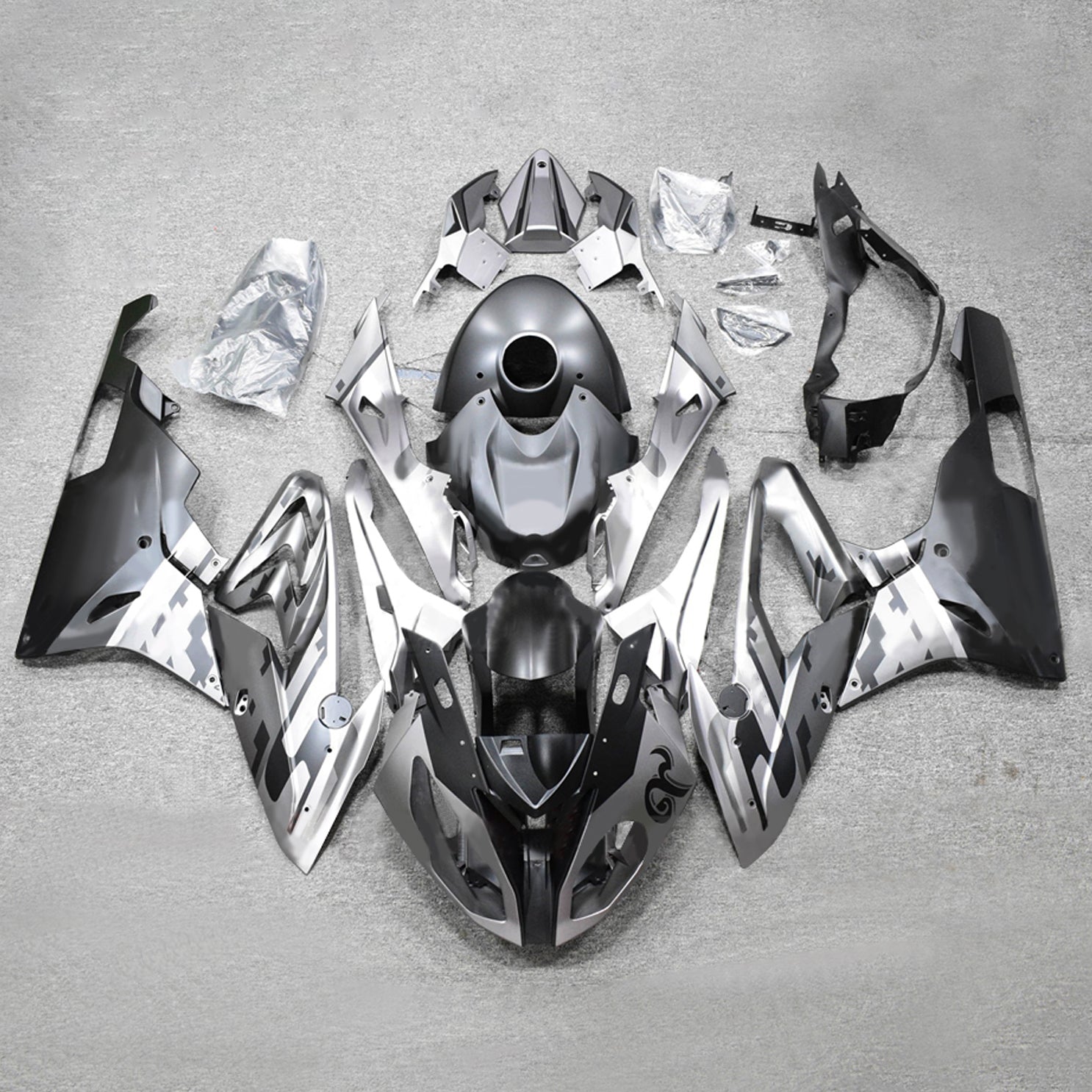 Amotopart 2015-2016 BMW S1000RR Silver Black Fairing Kit