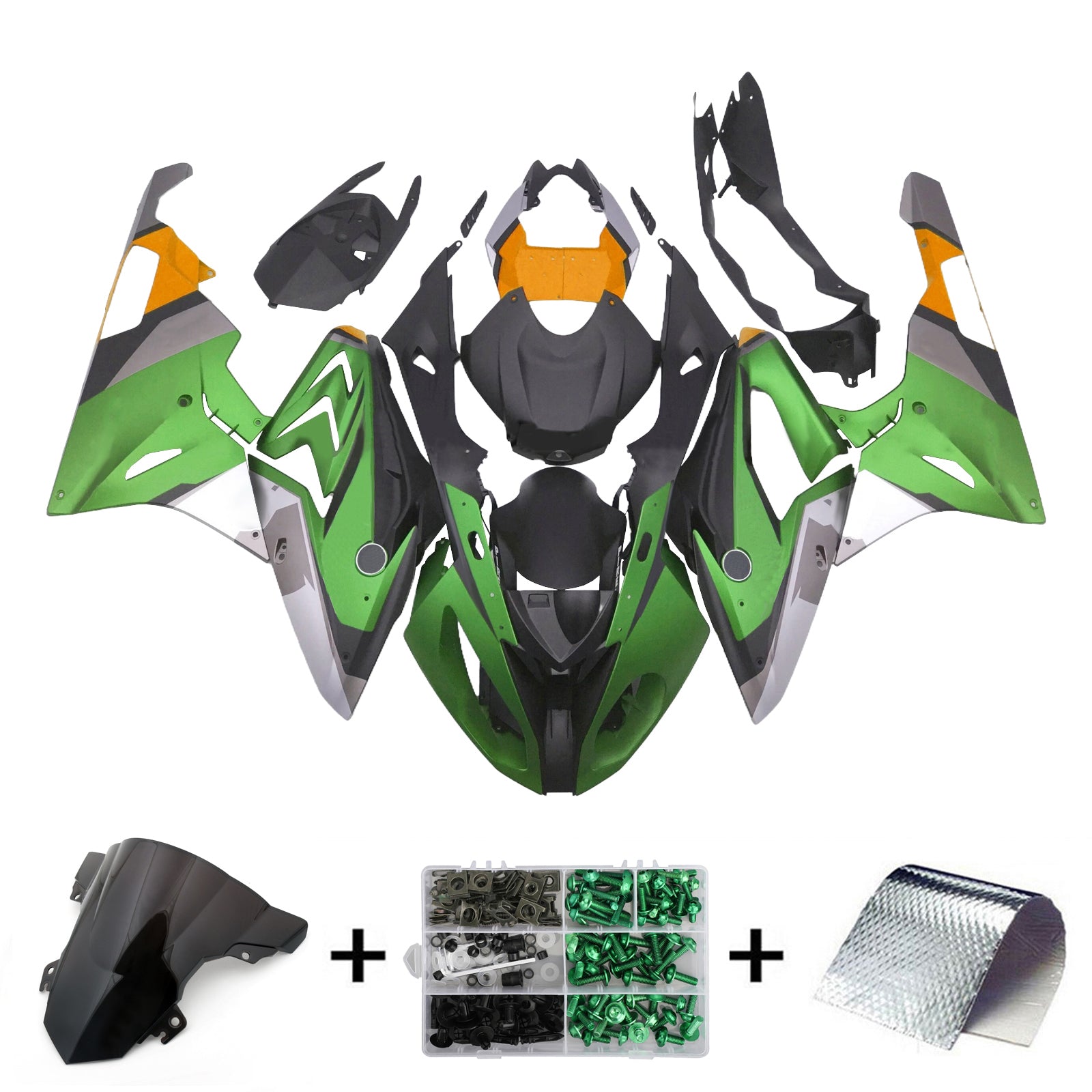Amotopart 2015-2016 BMW S1000RR Black Green Fairing Kit