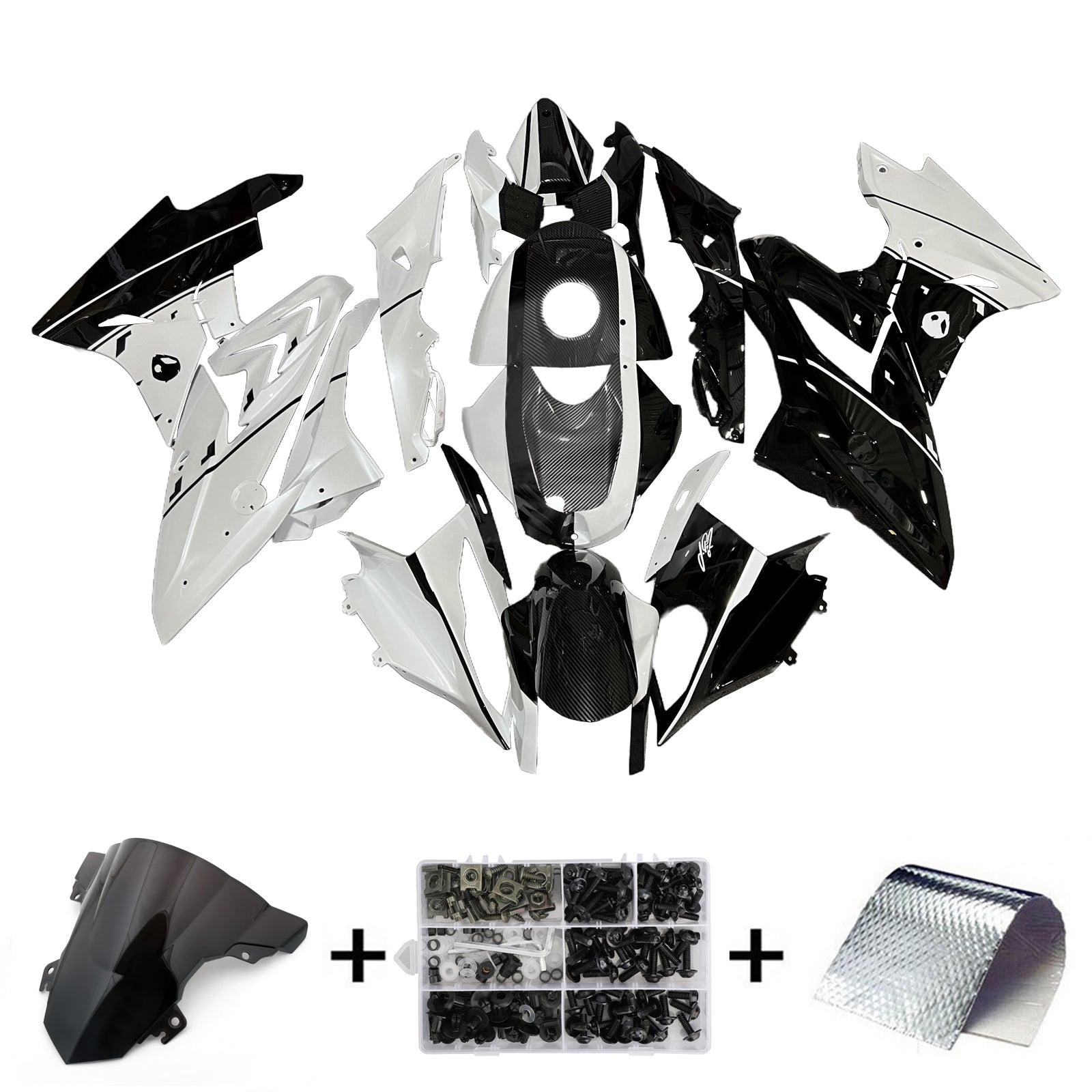 Amotopart 2015-2016 BMW S1000RR Glly White & Caibon Fiber Mønstre Fairing Kit