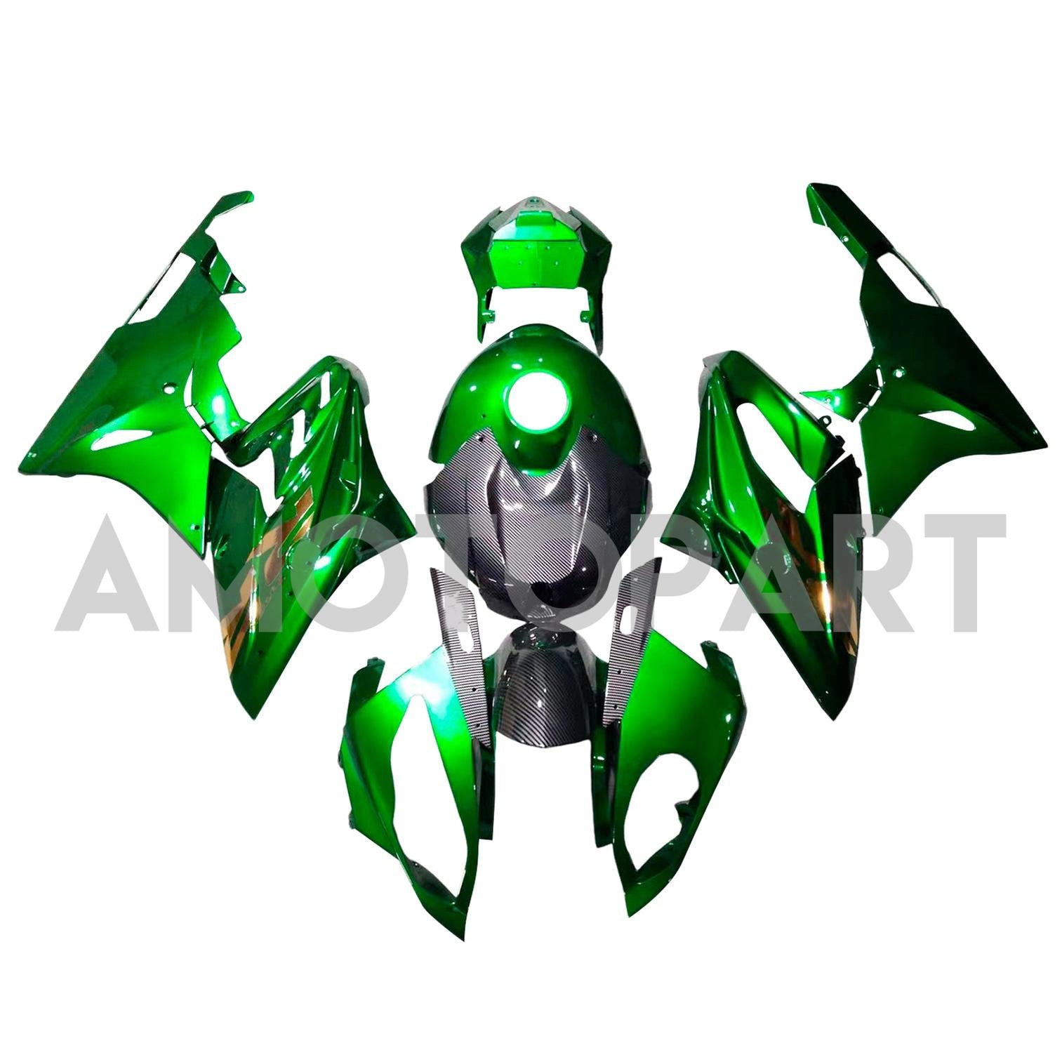 Amotopart 2015-2016 BMW S1000RR Motif fibre de carbone & Kit de carénage vert