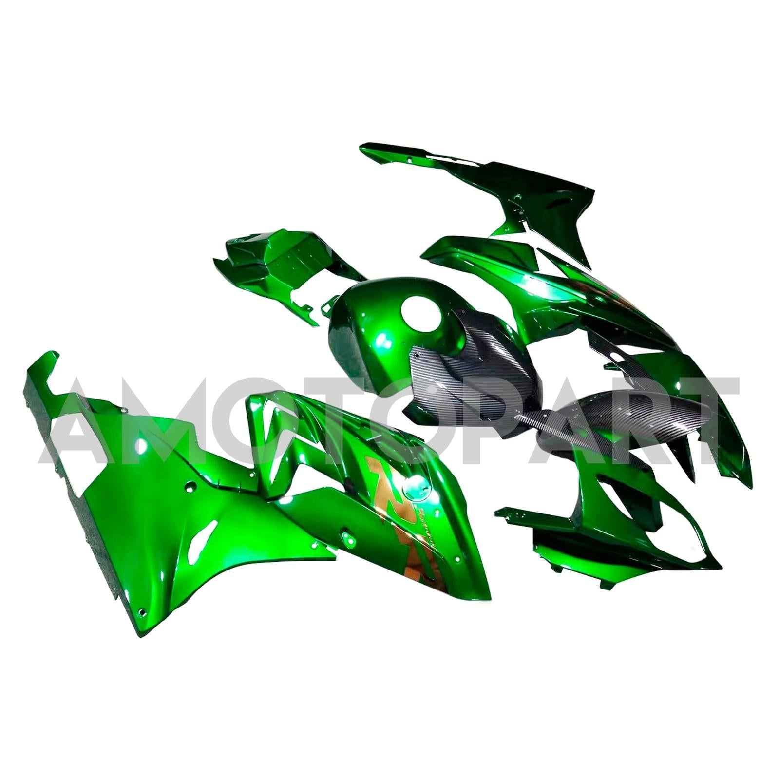 Amotopart 2015-2016 BMW S1000RR Motif fibre de carbone & Kit de carénage vert