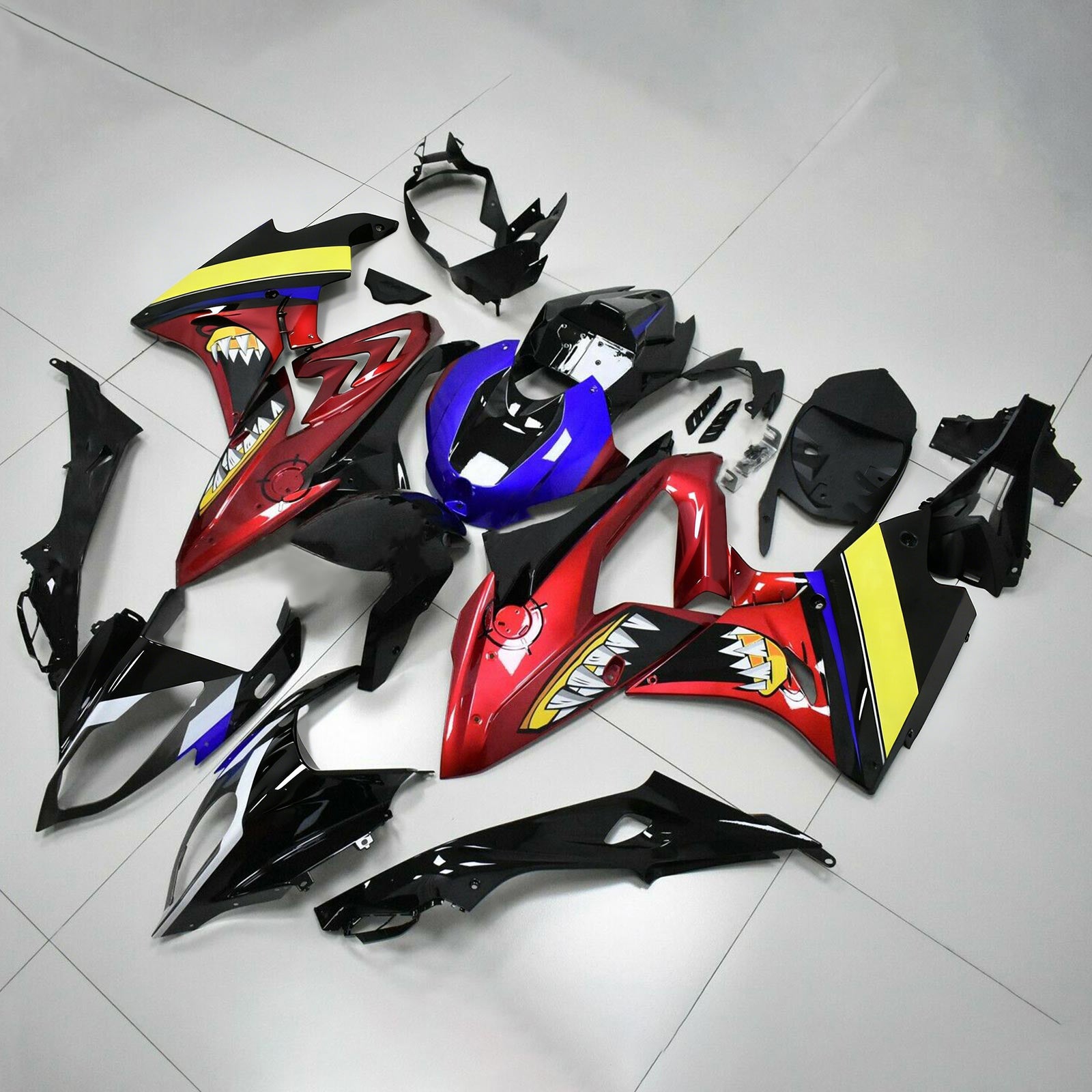 Amotopart 2017-2018 BMW S1000RR ブルー&レッド シャークティース フェアリングキット