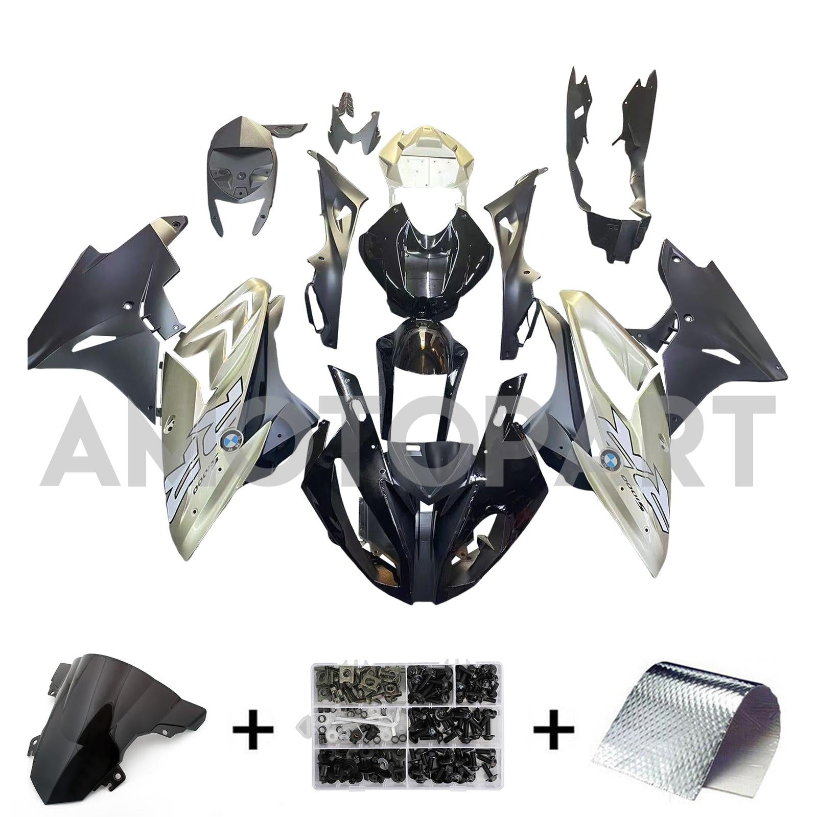 Amotopart BMW S1000RR 2017-2018 Silver & Black Fairing Kit