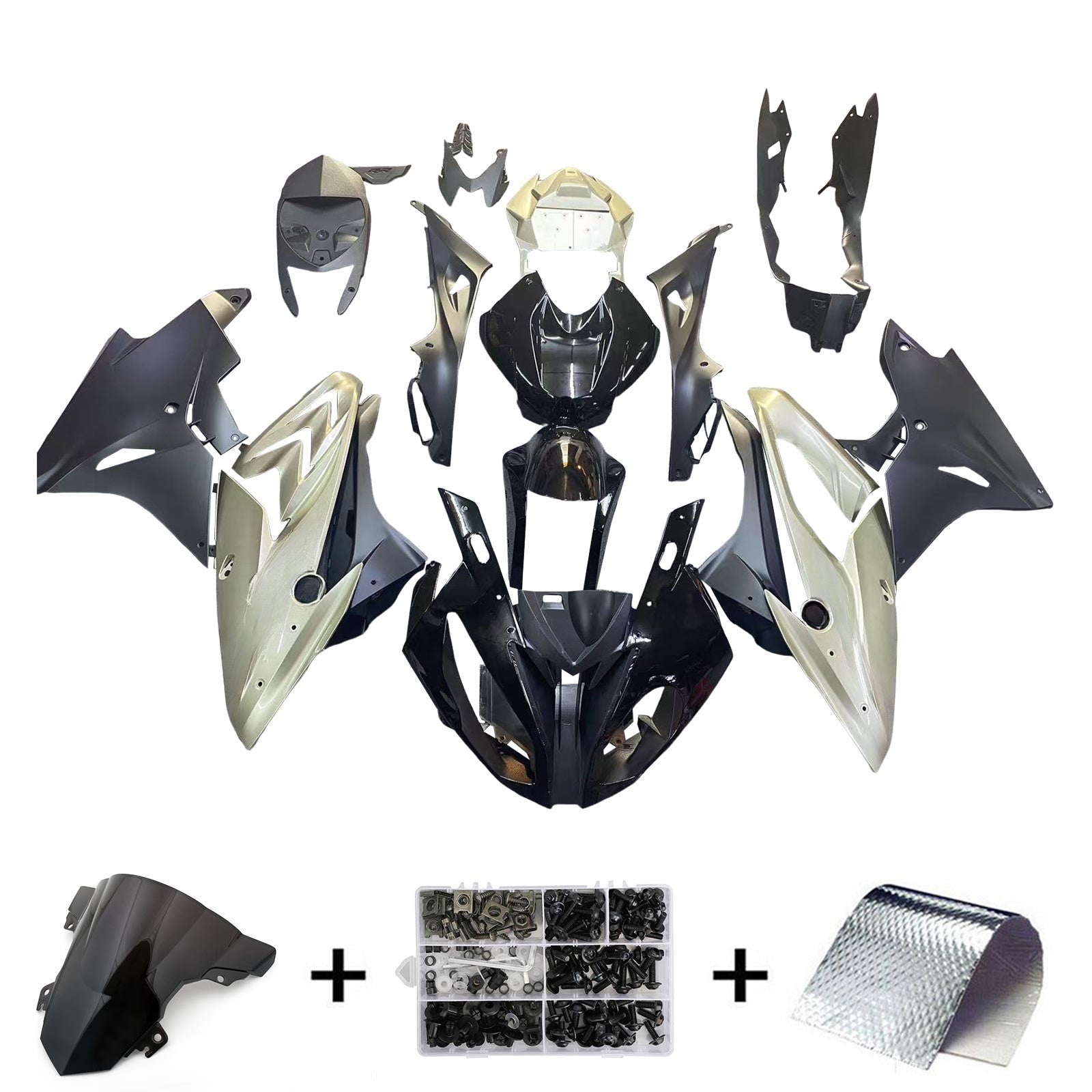 Amotopart BMW S1000RR 2017-2018 Silver & Black Fairing Kit