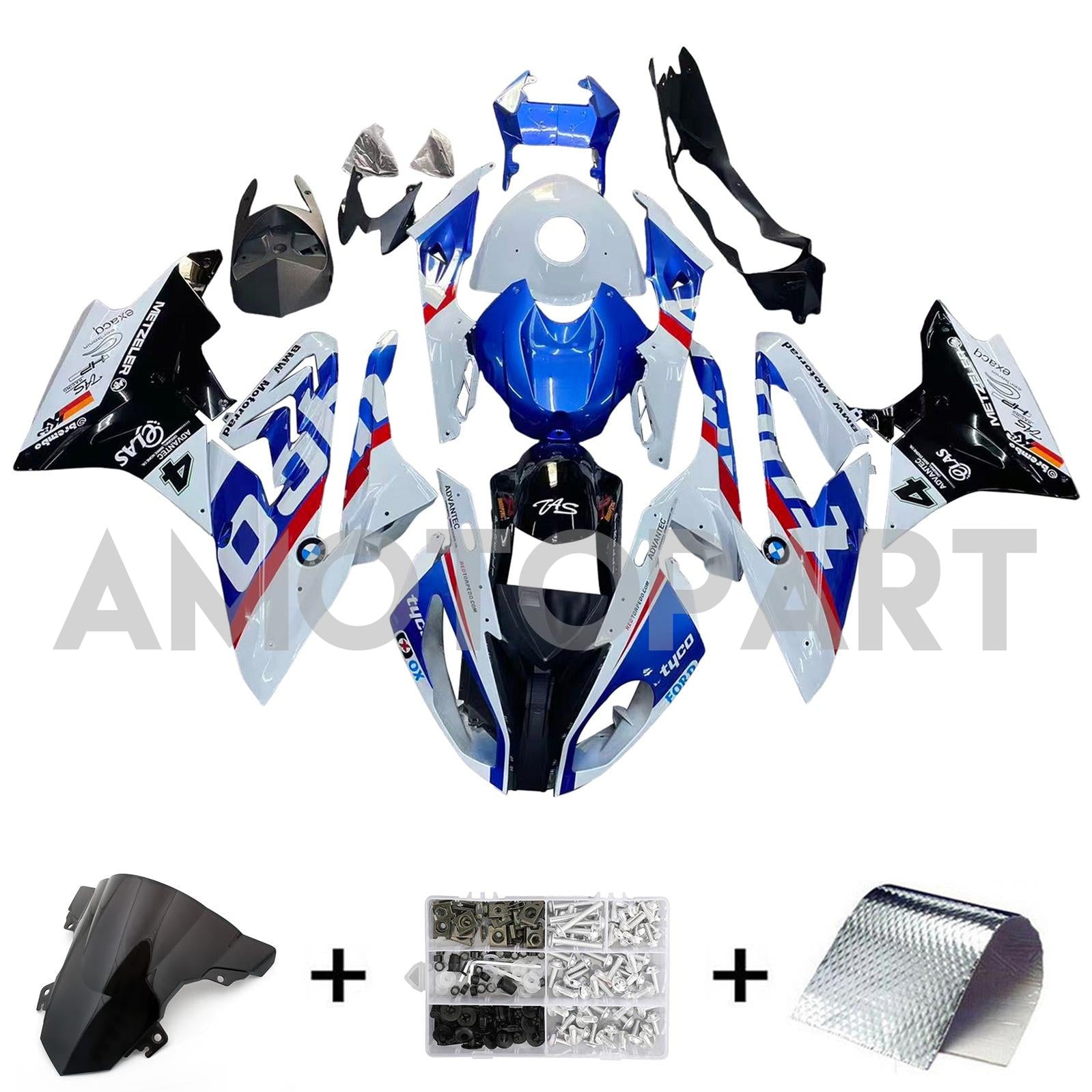 Amotopart BMW S1000RR 2017-2018 Blue&Red Style6 Fairing Kit