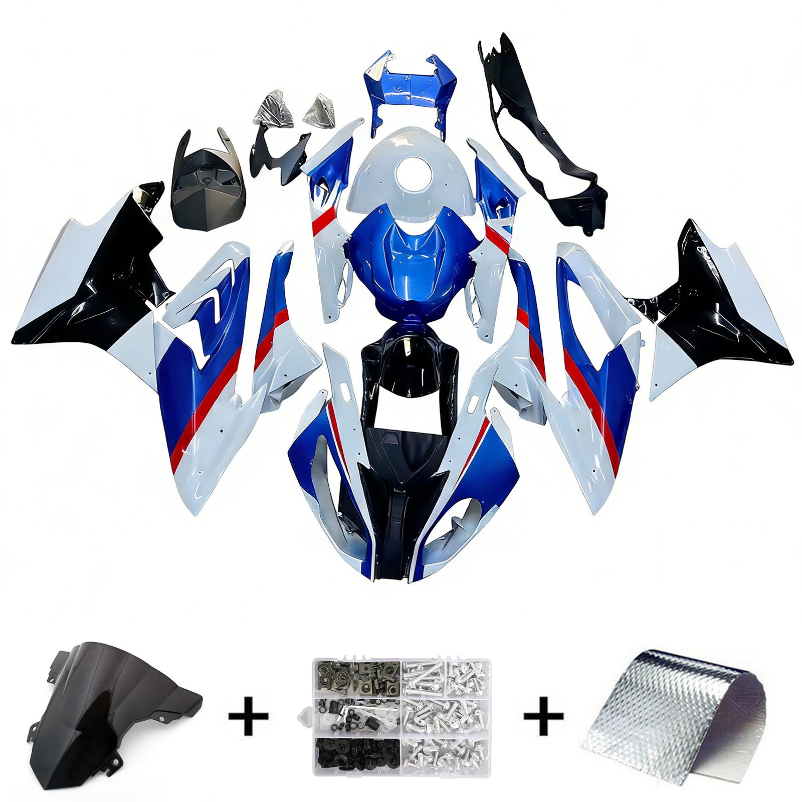 Amotopart BMW S1000RR 2017-2018 ブルー & レッド スタイル 6 フェアリング キット