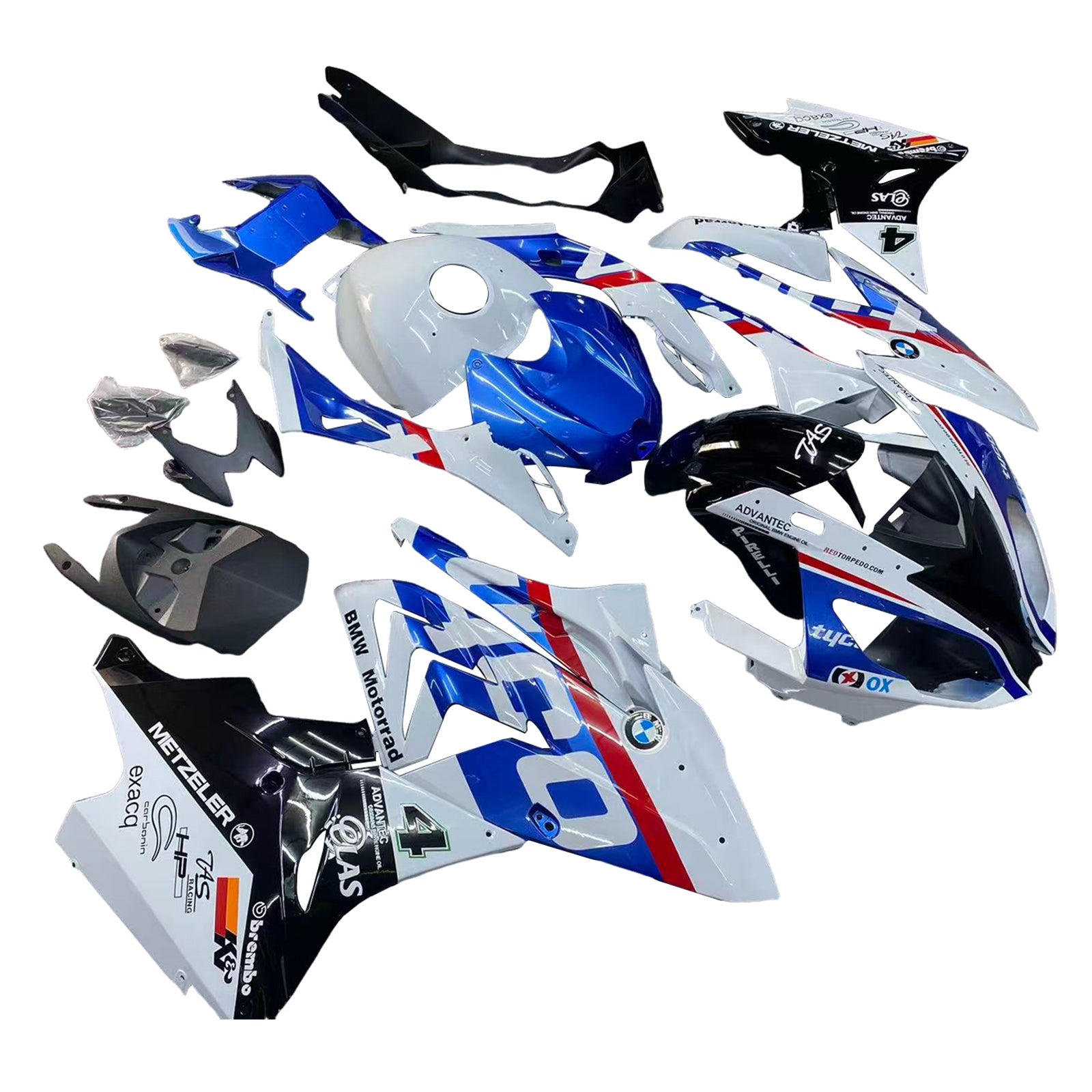 Amotopart BMW S1000RR 2017-2018 Blue&Red Style6 Fairing Kit
