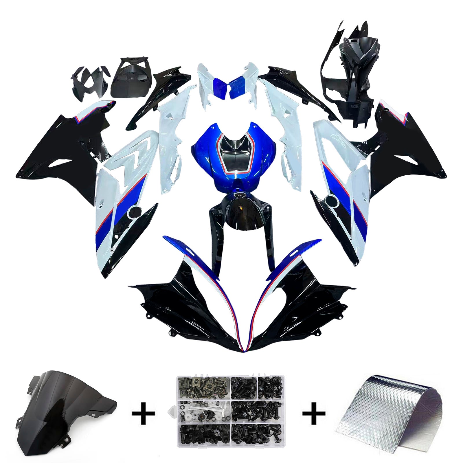 Amotopart BMW S1000RR 2017-2018 Schwarz&Blaues Verkleidungsset