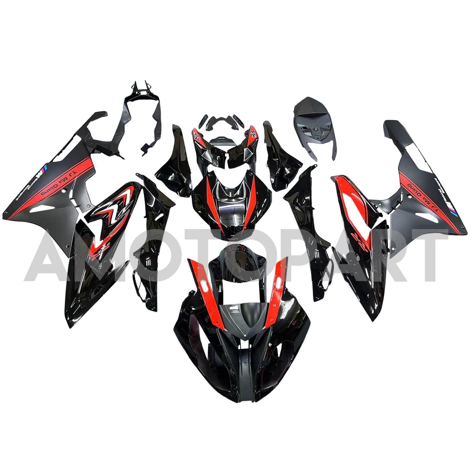 Amotopart BMW S1000RR 2017-2018 ブラック & レッド Styl9 フェアリング キット