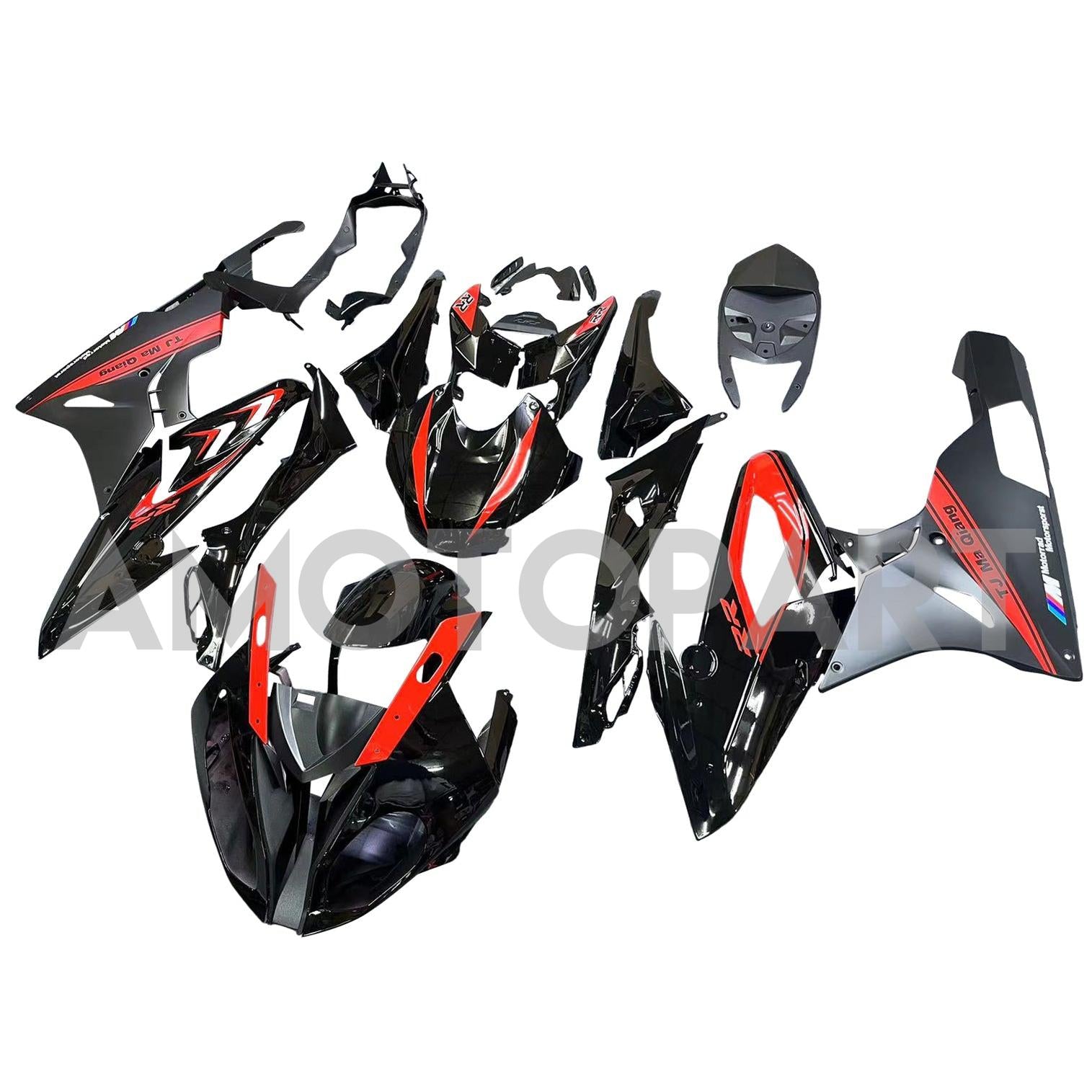 Amotopart BMW S1000RR 2017-2018 ブラック & レッド Styl9 フェアリング キット