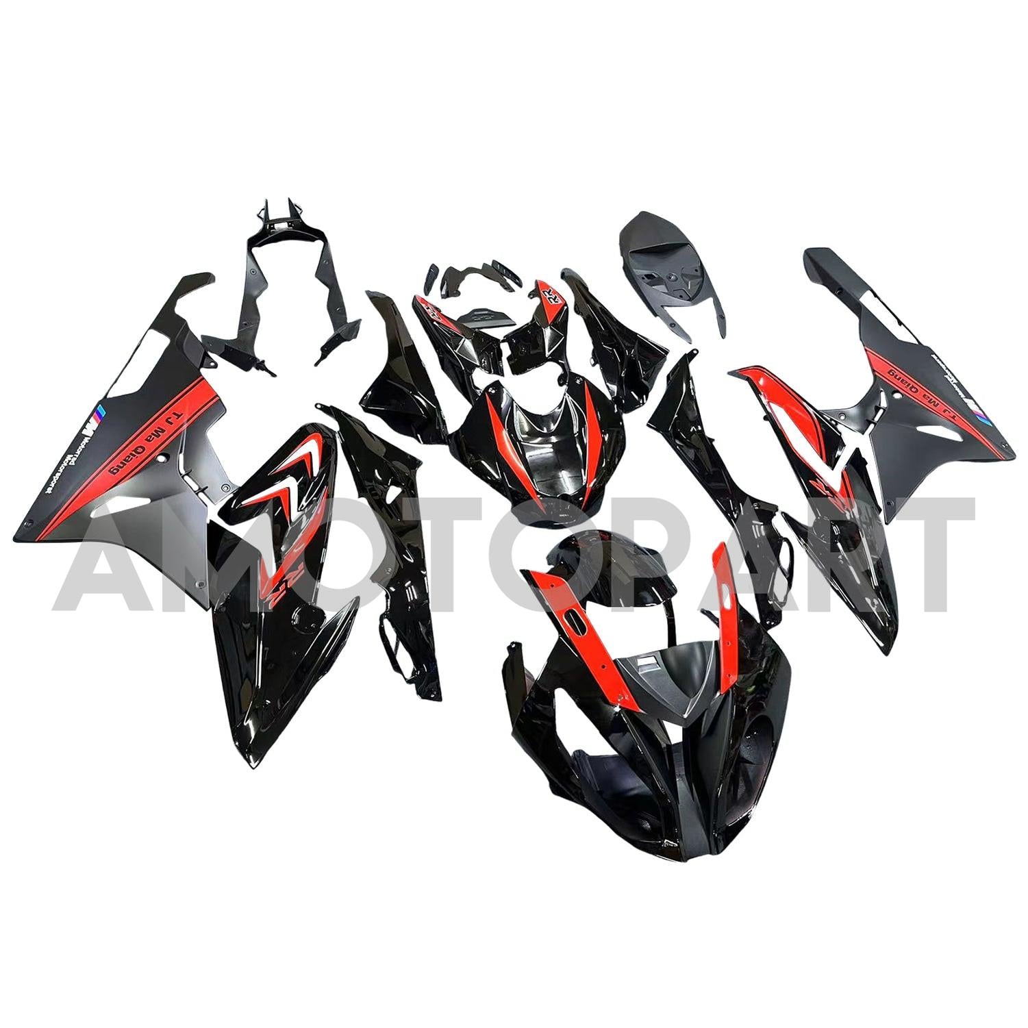 Amotopart BMW S1000RR 2017-2018 ブラック & レッド Styl9 フェアリング キット