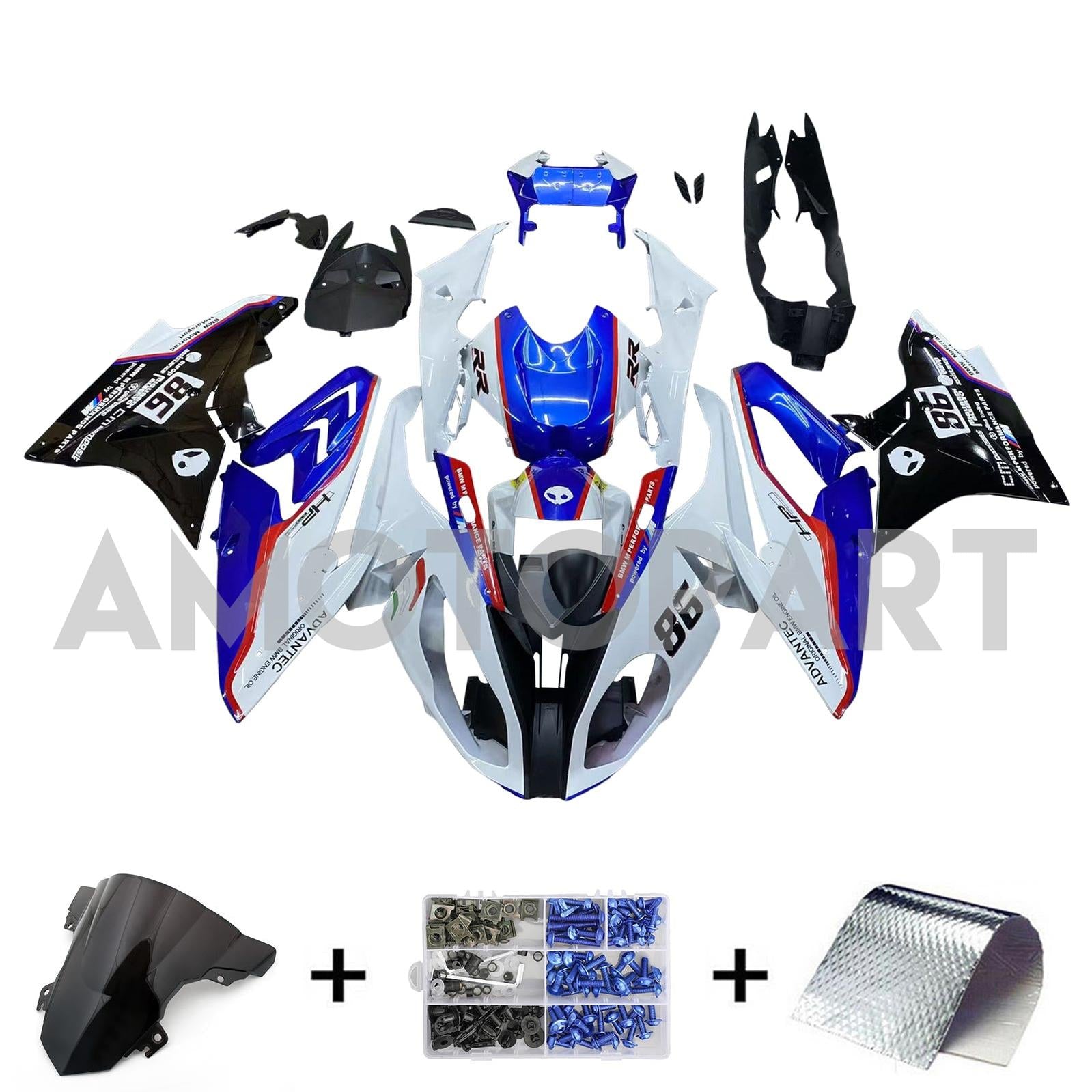 Amotopart BMW S1000RR 2017-2018 Blue & Red Style4 Fairing Kit