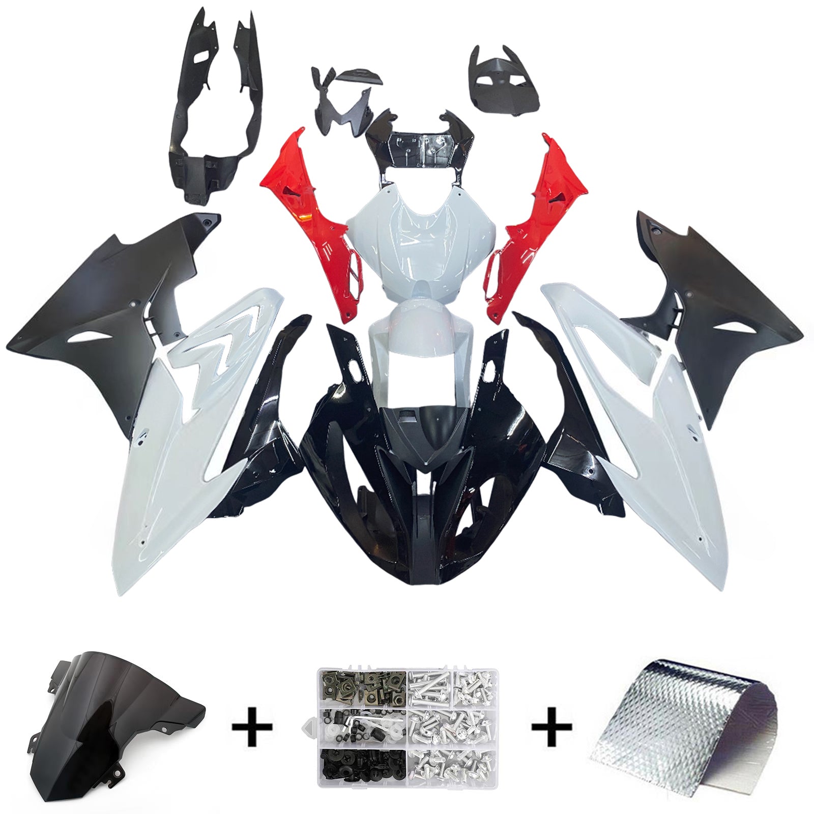 Amotopart BMW S1000RR 2017-2018 Black&Red Style2 Fairing Kit