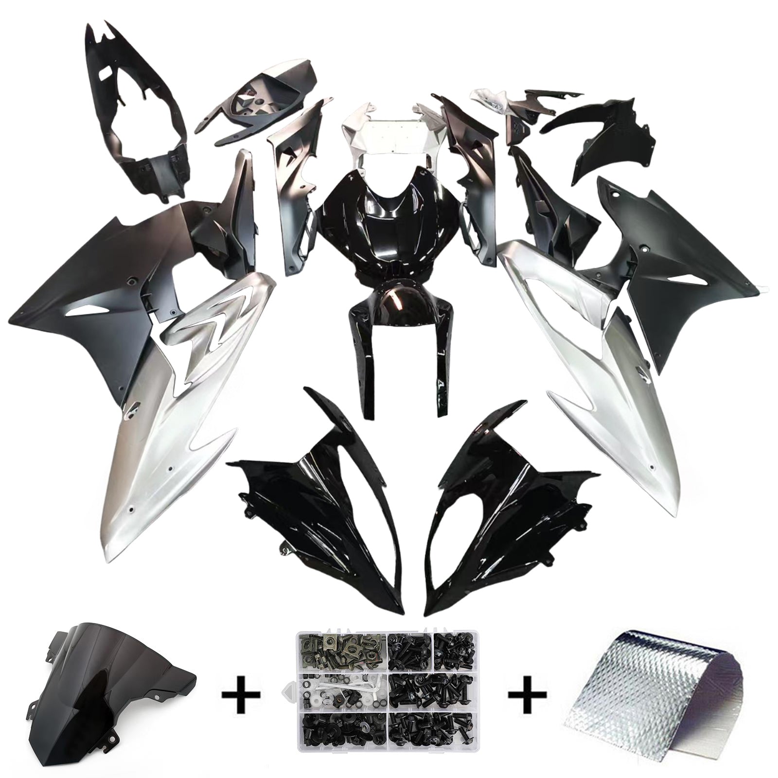 Amotopart BMW S1000RR 2017-2018 Black&Silver Fairing Kit