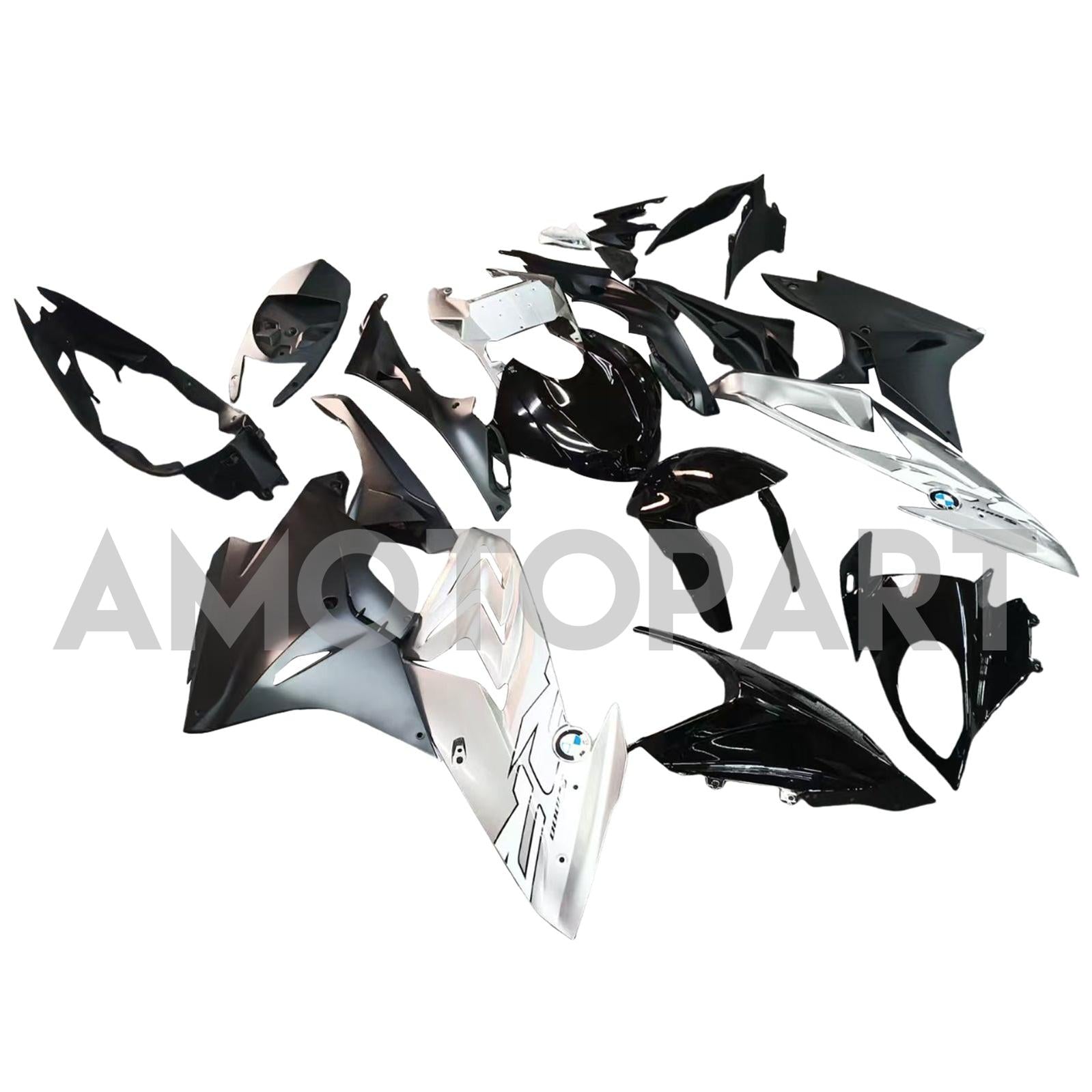 Amotopart BMW S1000RR 2017-2018 ブラック&シルバー フェアリングキット