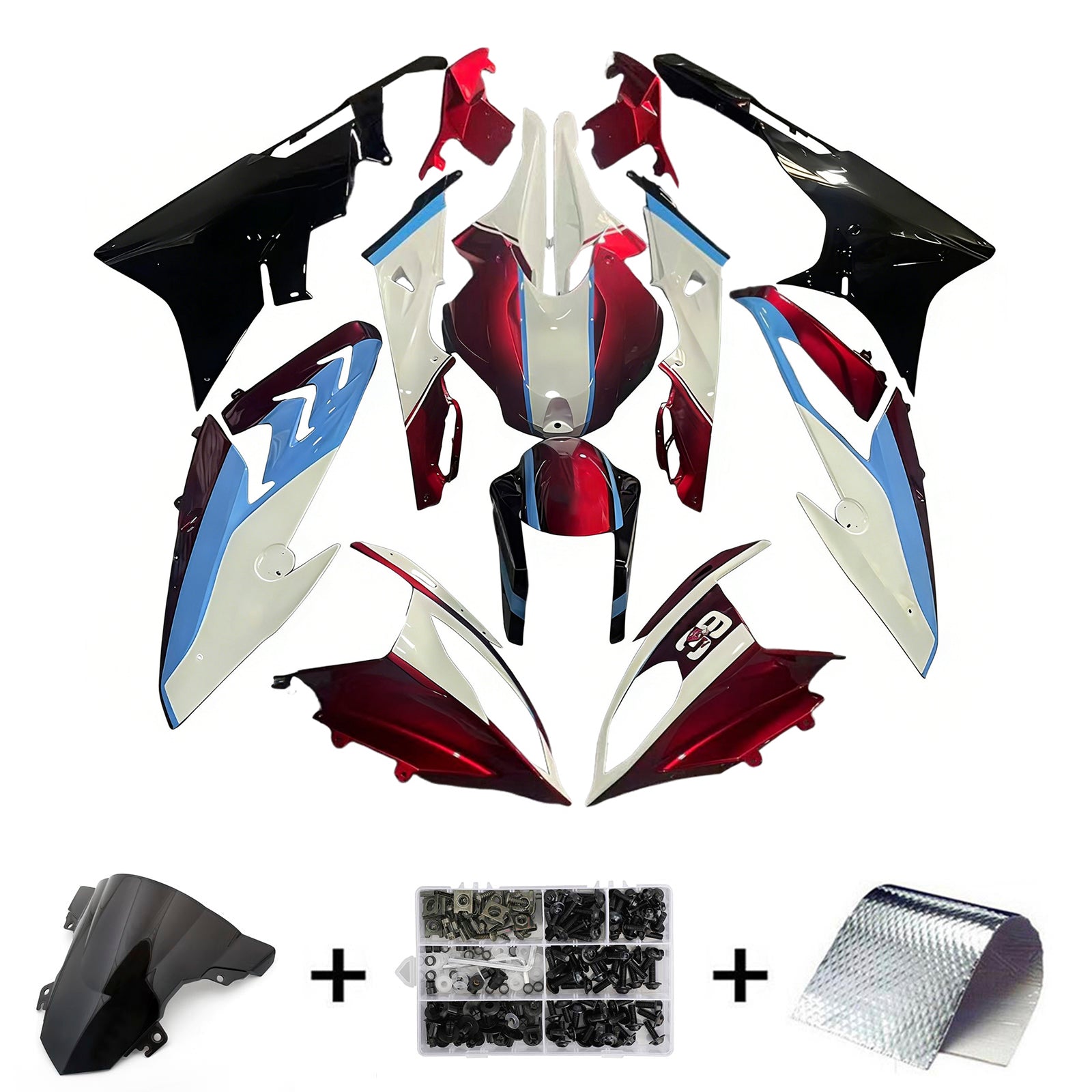 Amotopart BMW S1000RR 2017-2018 Blue&Red Style2 Fairing Kit