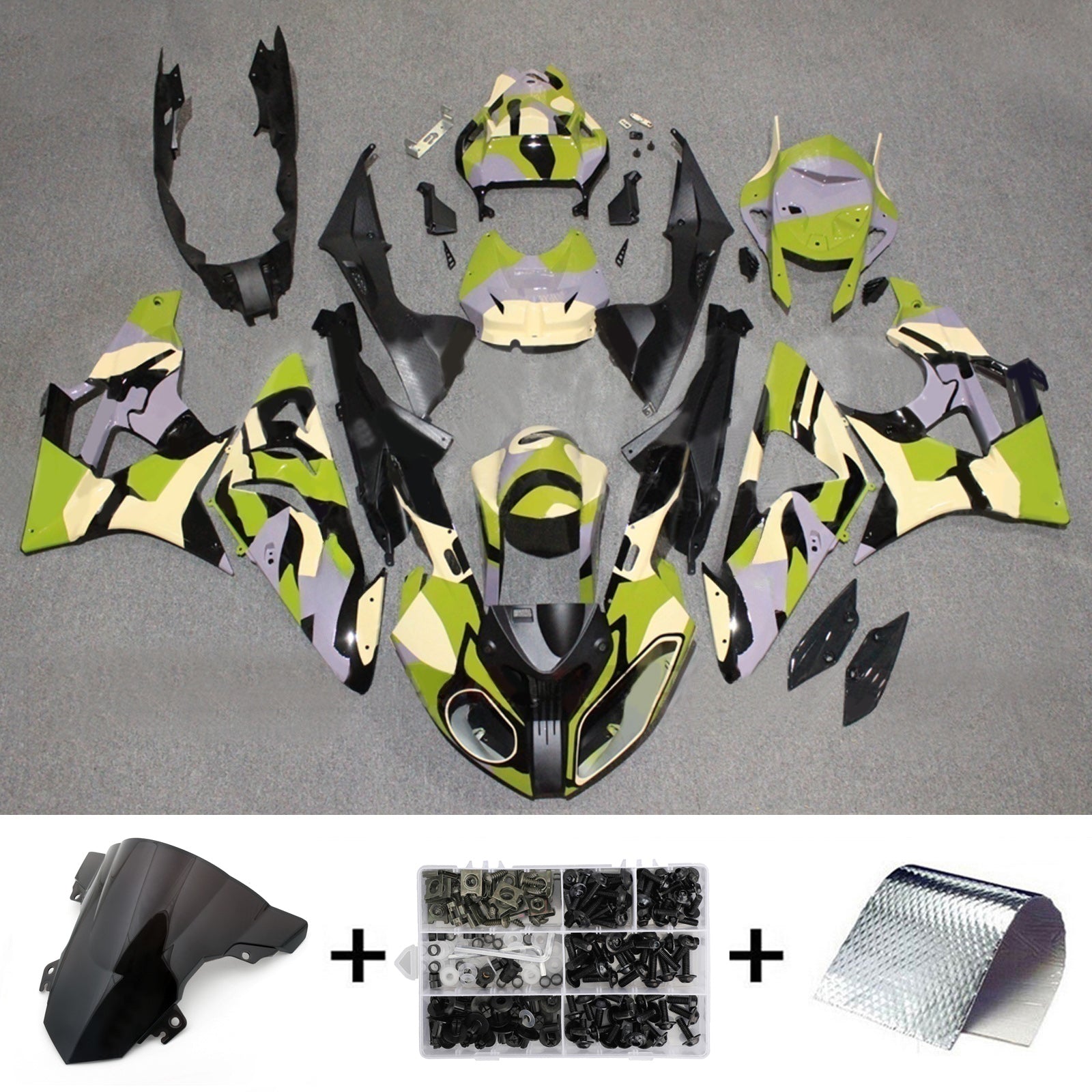 Amotopart 2017-2018 BMW S1000RR Black Green Yellow Fairing Kit