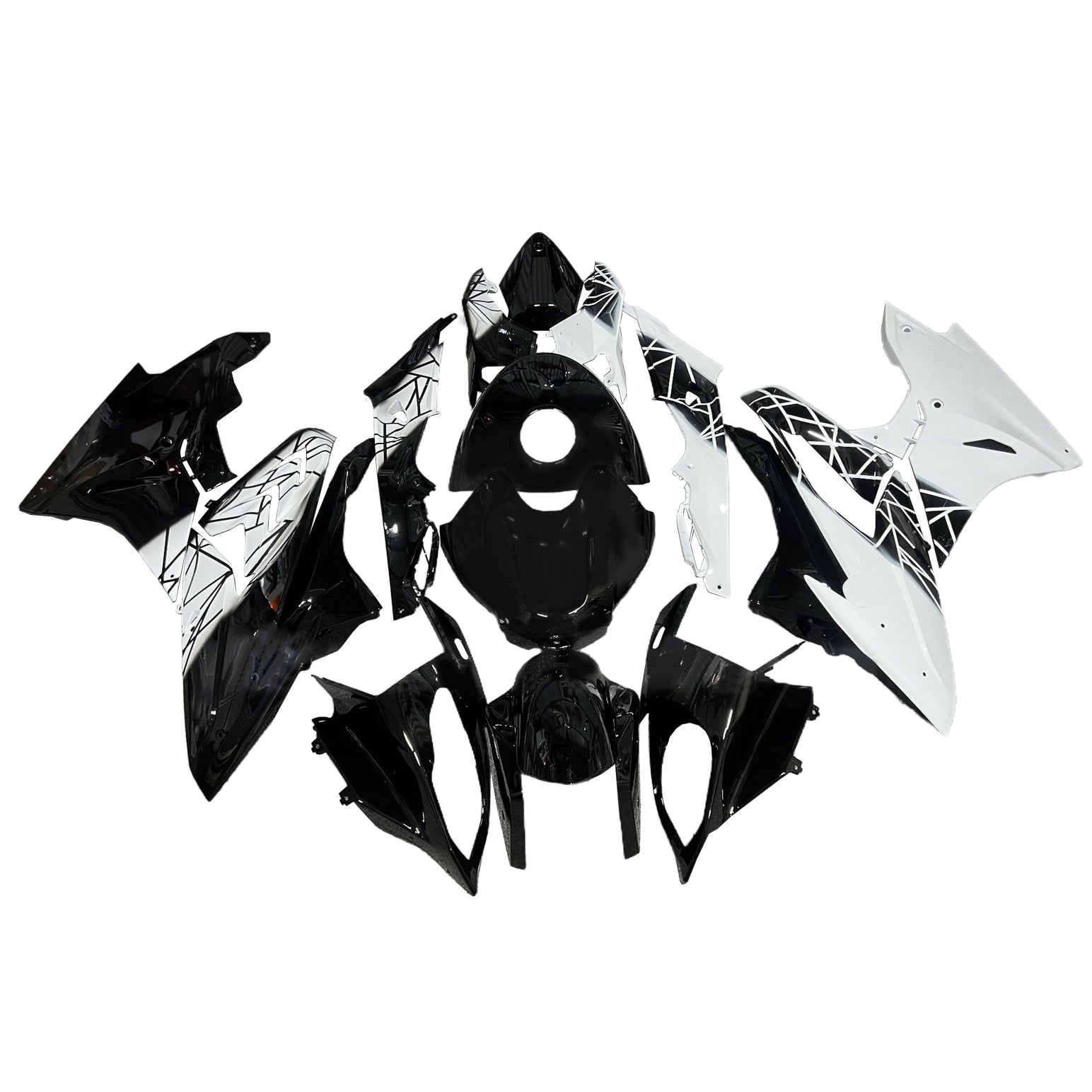 Amotopart 2017-2018 BMW S1000RR Blankt sort hvidt fairing kit