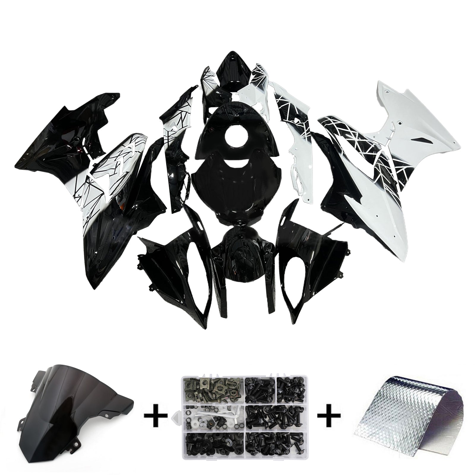 Amotopart 2017-2018 BMW S1000RR Blankt sort hvidt fairing kit