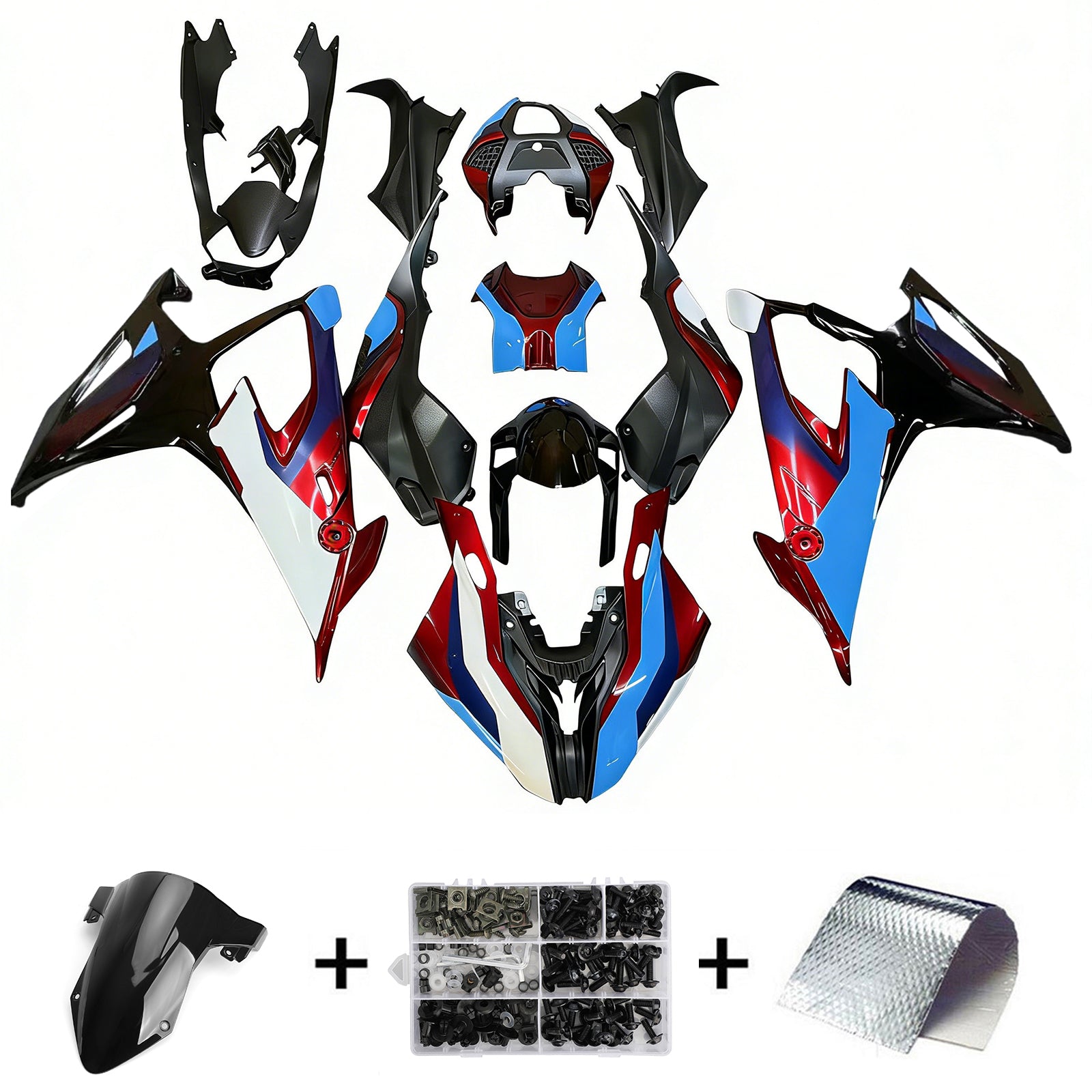 Amotopart 2019–2022 BMW S1000RR M1000RR Schwarz Rot Blau Verkleidungsset