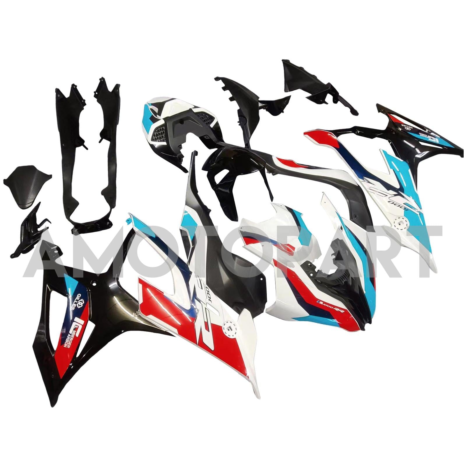Amotopart 2019-2022 BMW S1000RR/M1000RR Black White Racing Fairing Kit
