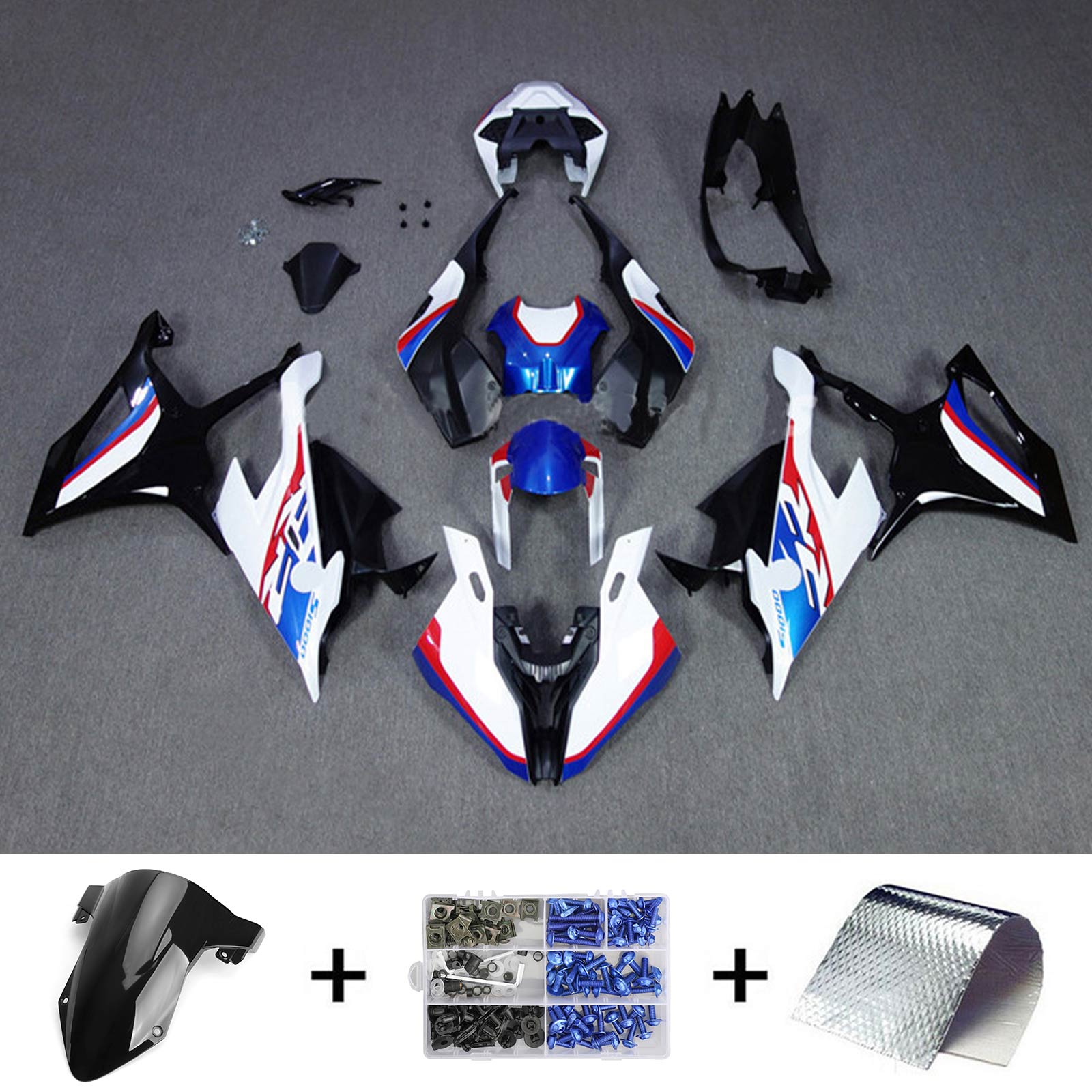 Amotopart 2019-2022 BMW S1000RR/M1000RR Blue White Racing Fairring Kit