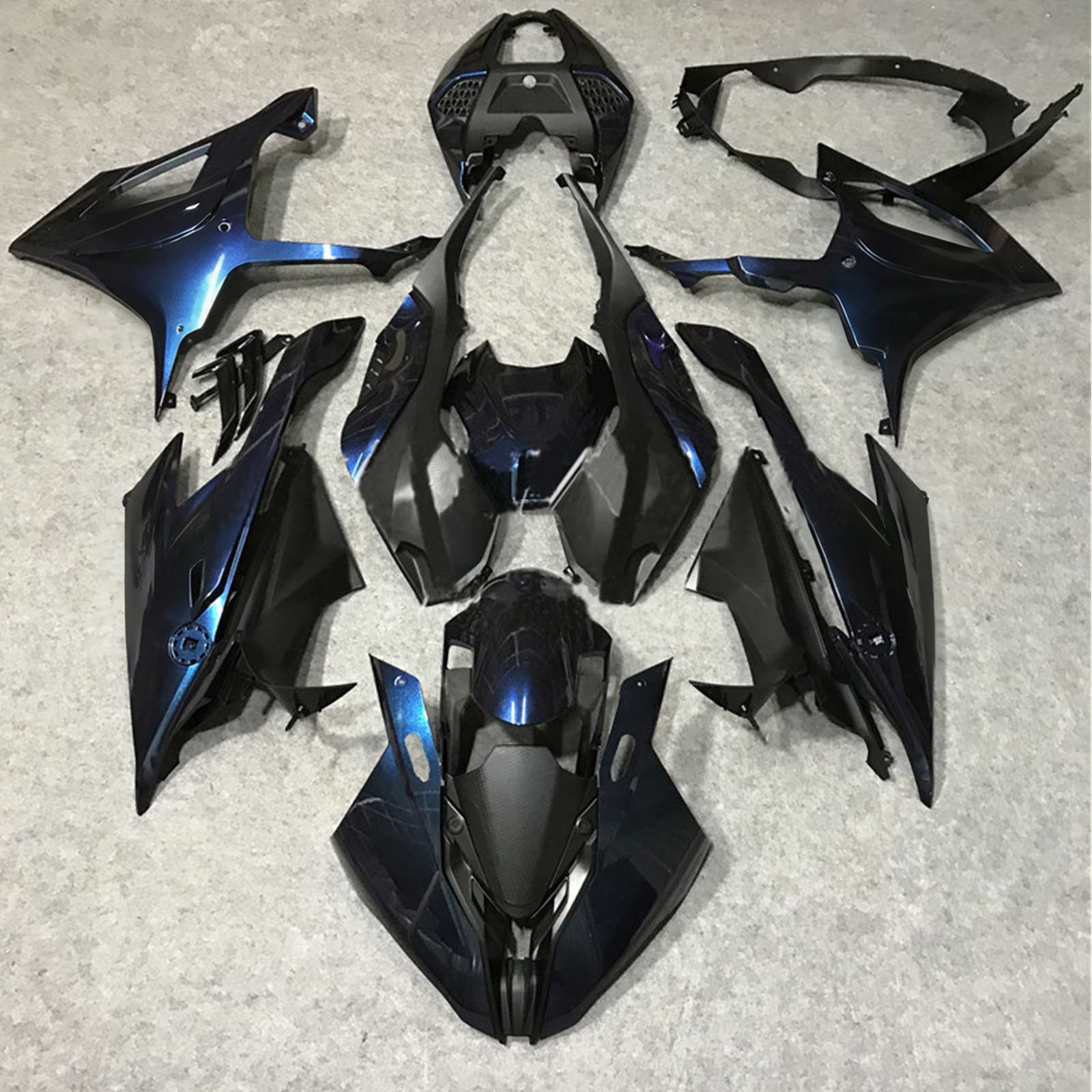 Amotopart 2019-2022 BMW S1000RR/M1000RR Black Dark Blue Racing Fairing Kit