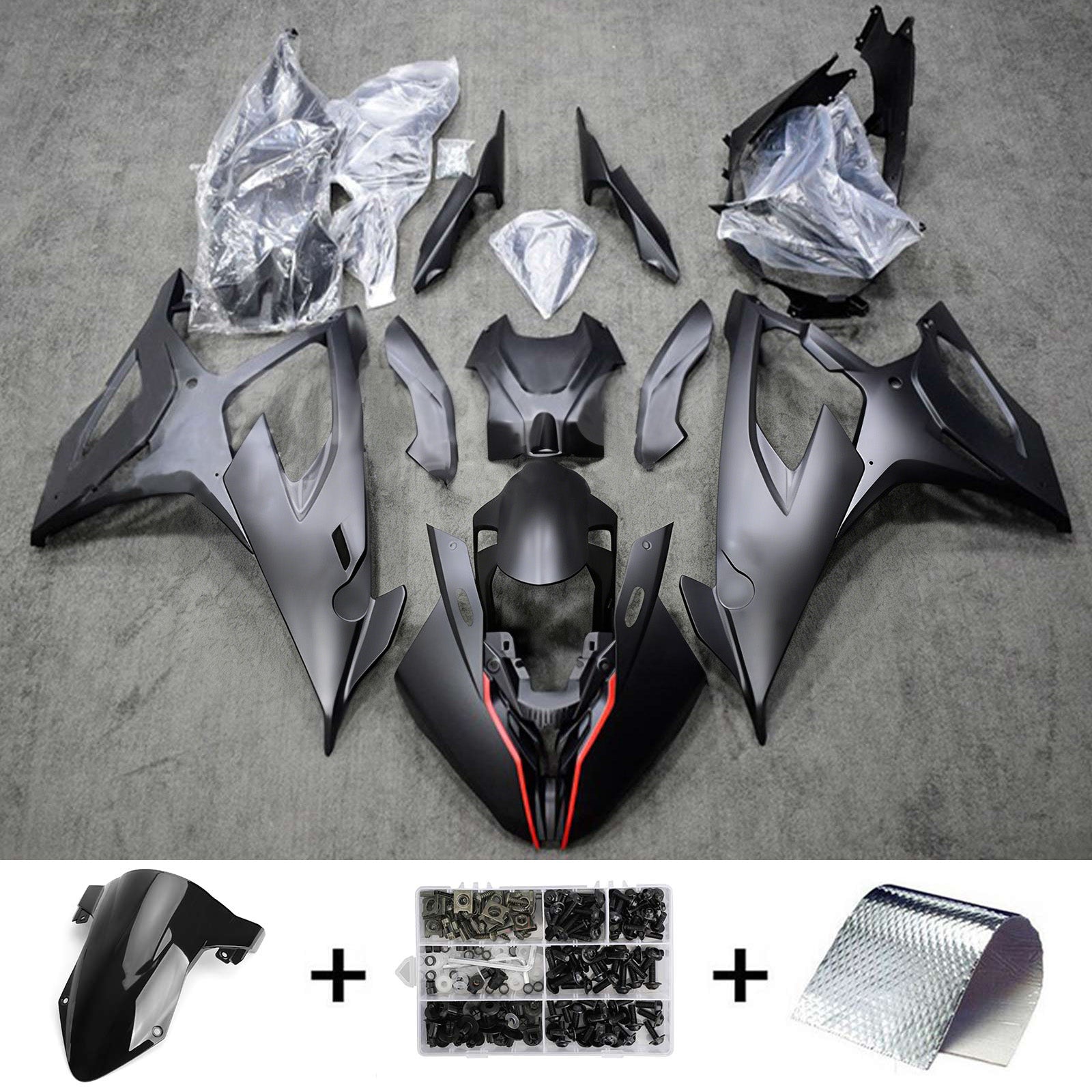 Amotopart 2019-2022 BMW S1000RR/M1000RR Black Red Line Racing Fairing Kit