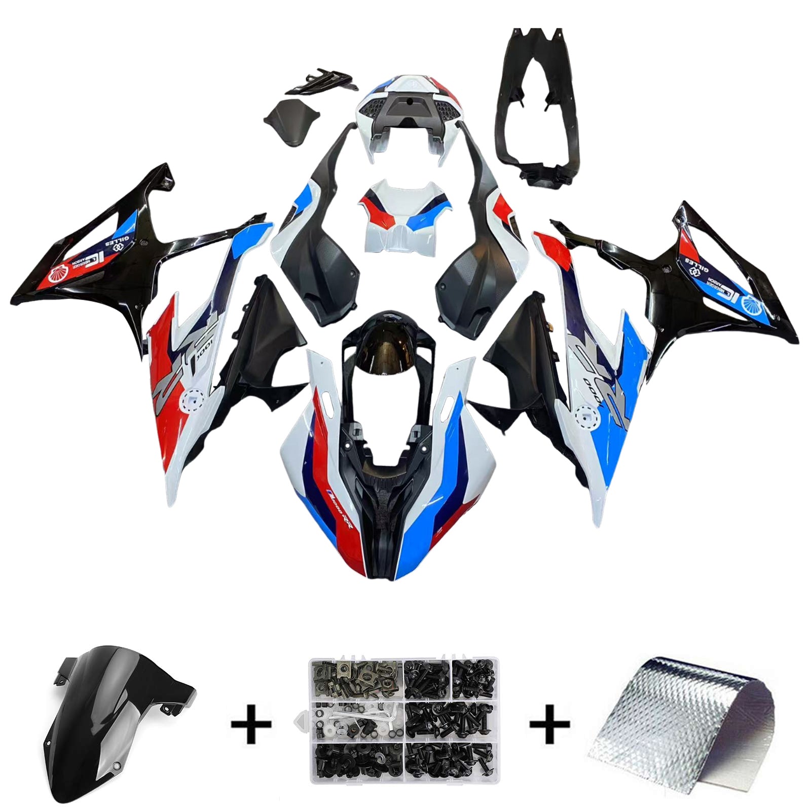 Amotopart 2019-2022 BMW S1000RR/M1000RR Black Red Blue White Racing Zestaw owiewki