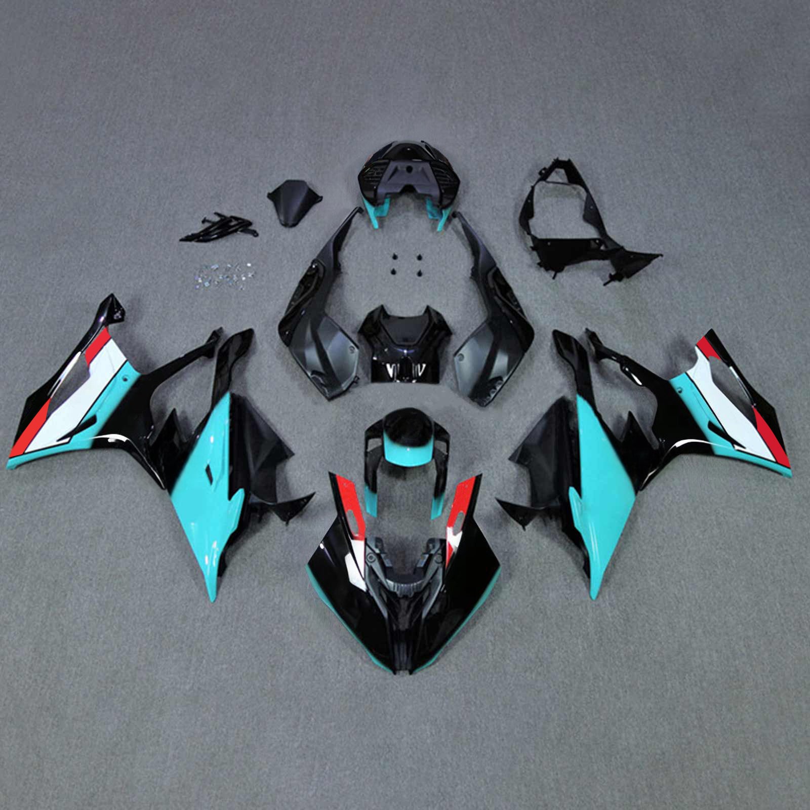 Amotopart 2019-2022 BMW S1000RR/M1000RR Black Cyan Racing Style2 Fairing Kit