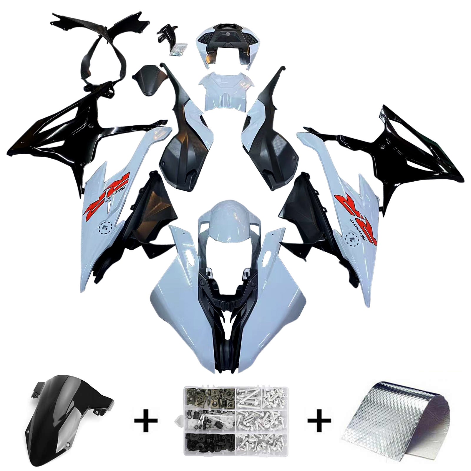 Amotopart 2019-2022 BMW S1000RR/M1000RR Black Grey-White Racing Kit