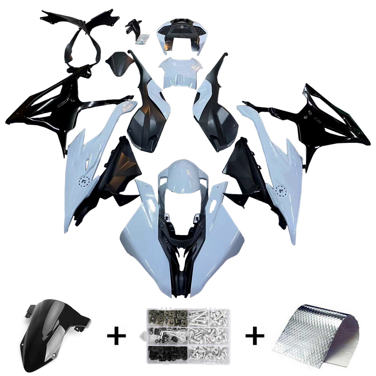 Amotopart 2019-2022 BMW S1000RR/M1000RR Black Grey-White Racing Kit