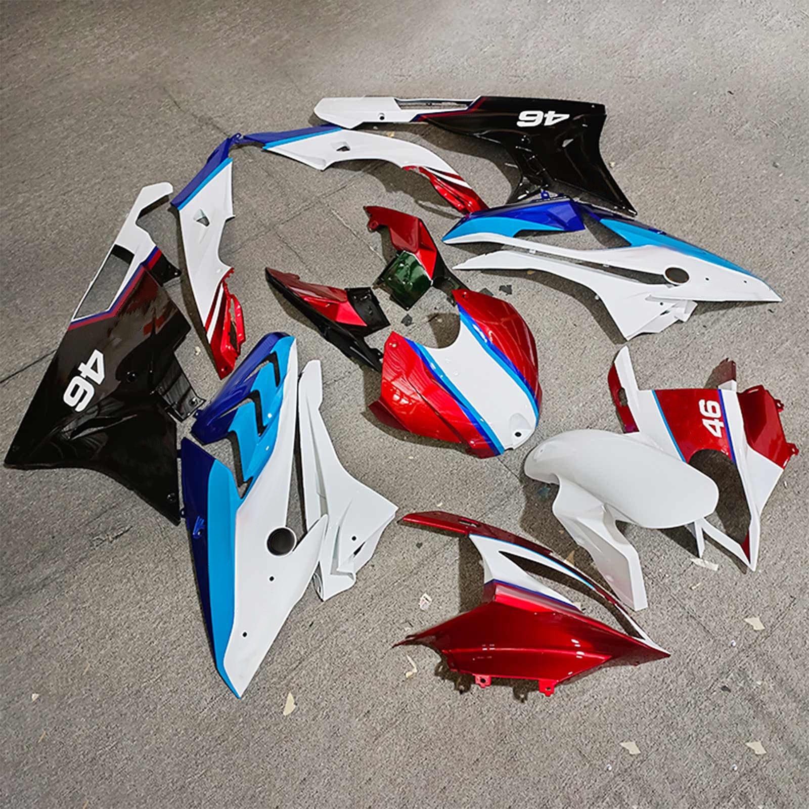 Amotopart 2019-2022 BMW S1000RR/M1000RR RODE WIT BLAUW RACING KUIST KIT
