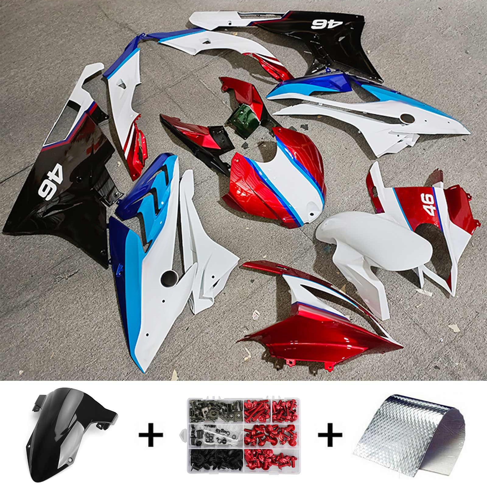 Amotopart 2019-2022 BMW S1000RR/M1000RR Red White Blue Racing Fairing Kit