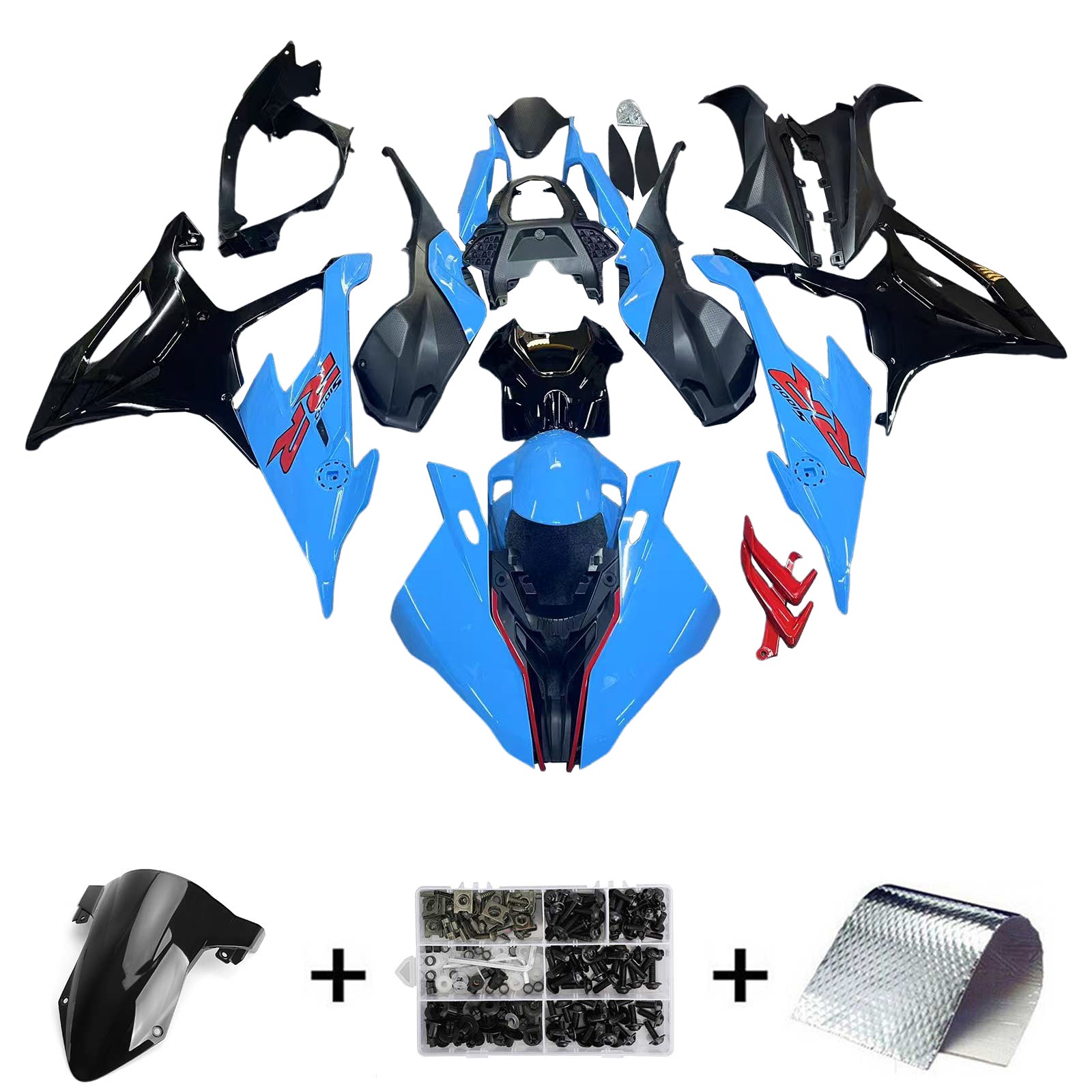 Amotopart 2019-2022 BMW S1000RR/M1000RR Black Cyan Racing Fairing Kit