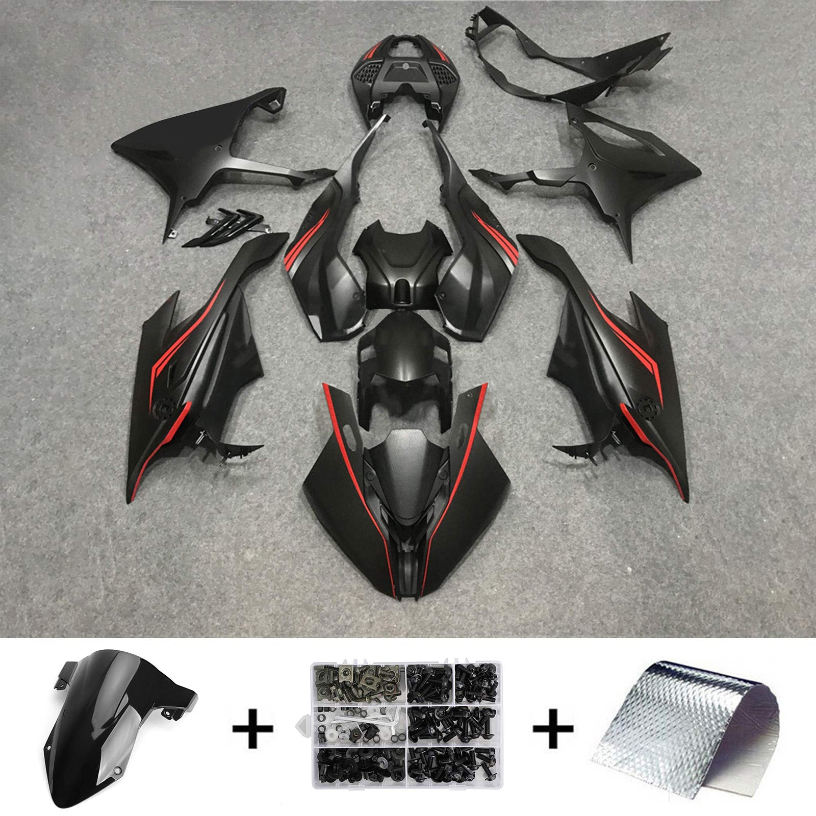 Amotopart 2019-2022 BMW S1000RR/M1000RR Svart Red Line Racing Fairing Kit