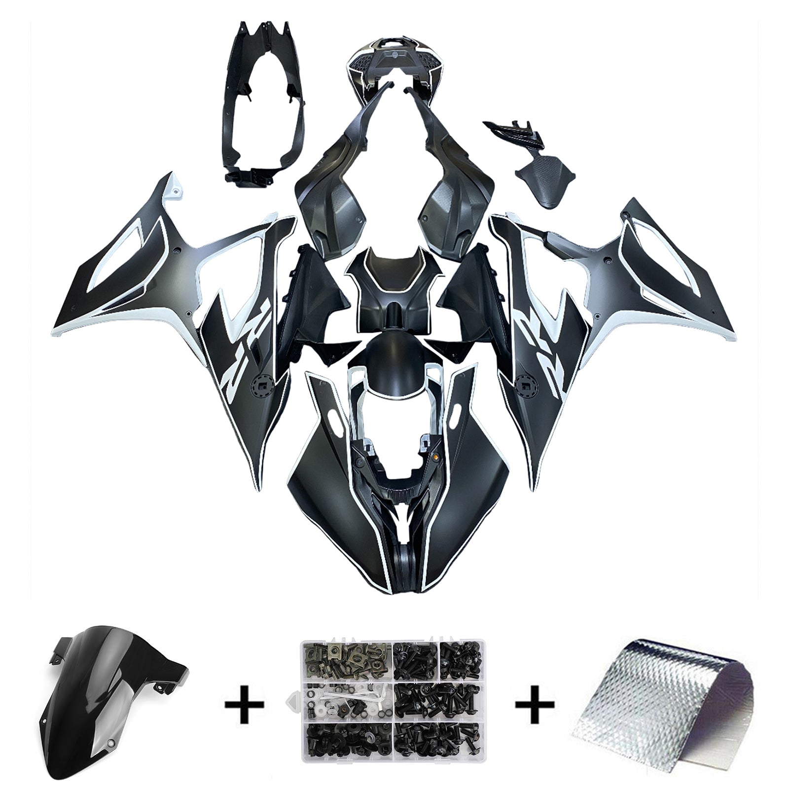 Amotopart BMW S1000RR 2019-2022 Kit de carénage de rayures noires