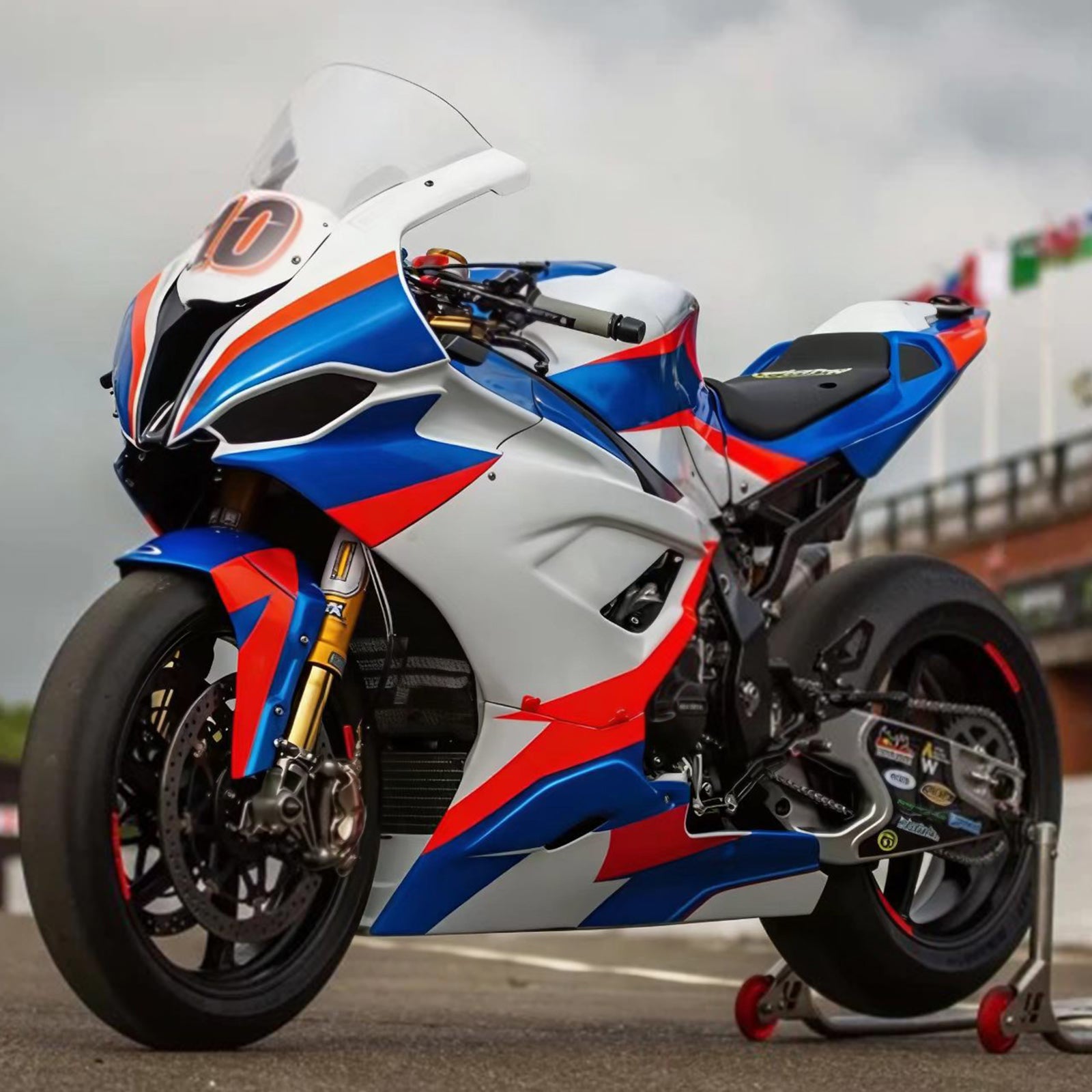 Kit de carenado Amotopart BMW S1000RR 2019-2022 azul y rojo Style4