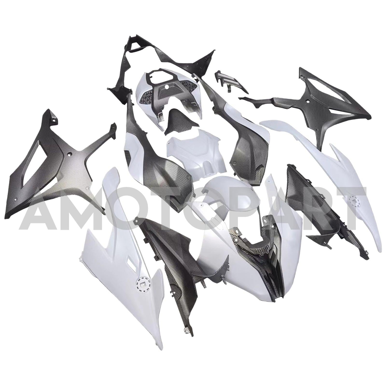 Amotopart BMW S1000RR 2019-2022 Zestaw White & Grey Fairing