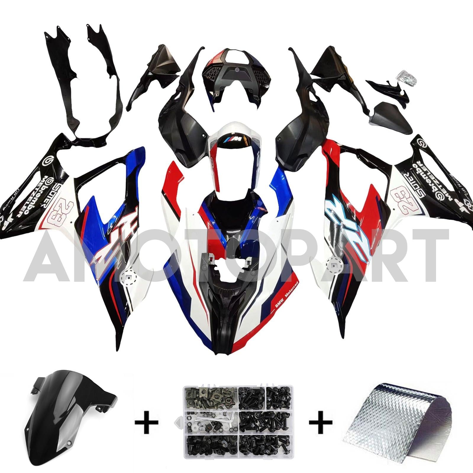Kit de carenado Amotopart BMW S1000RR 2019-2022 azul y rojo Style9