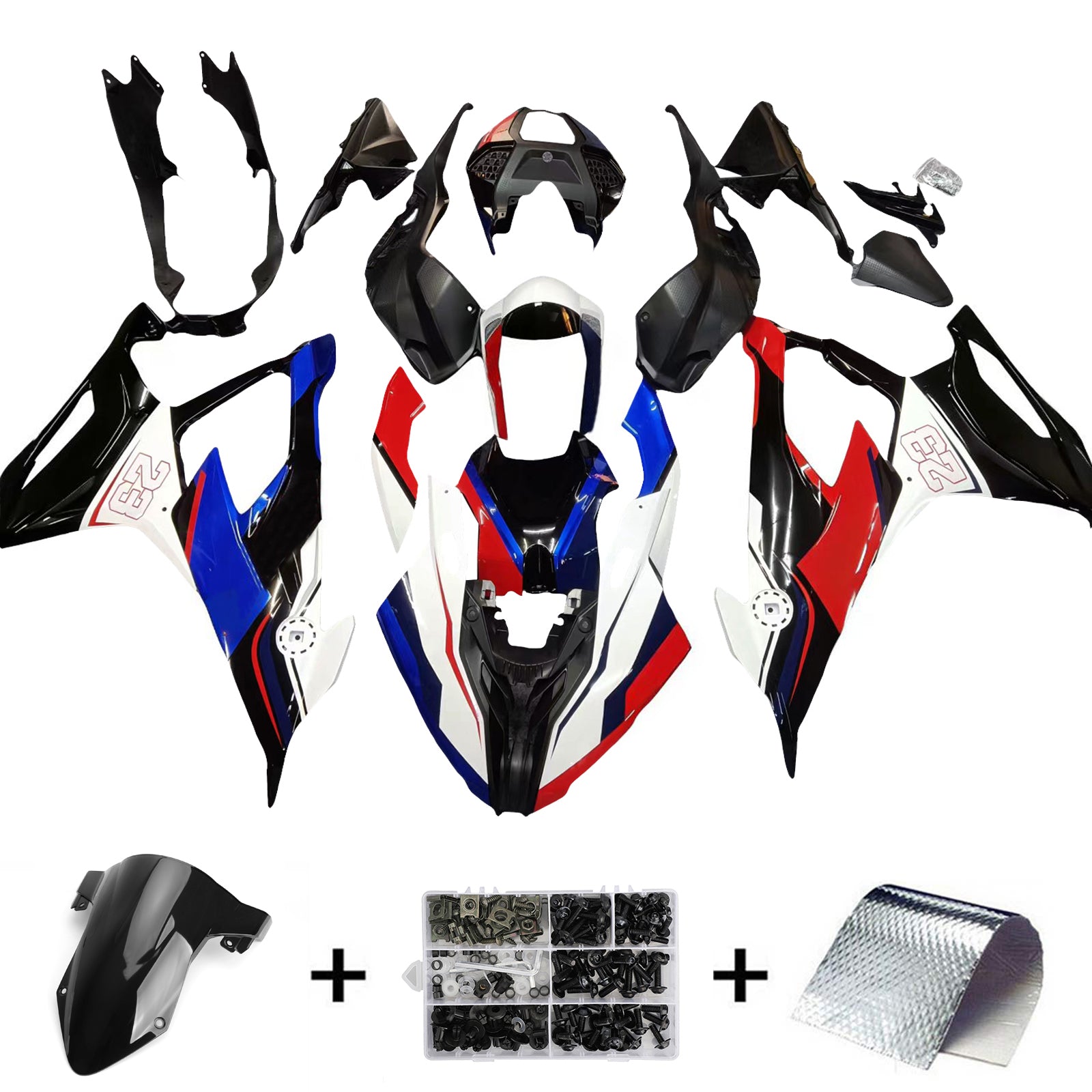 Amotopart BMW S1000RR 2019-2022 Blue&Red Style9 Fairing Kit
