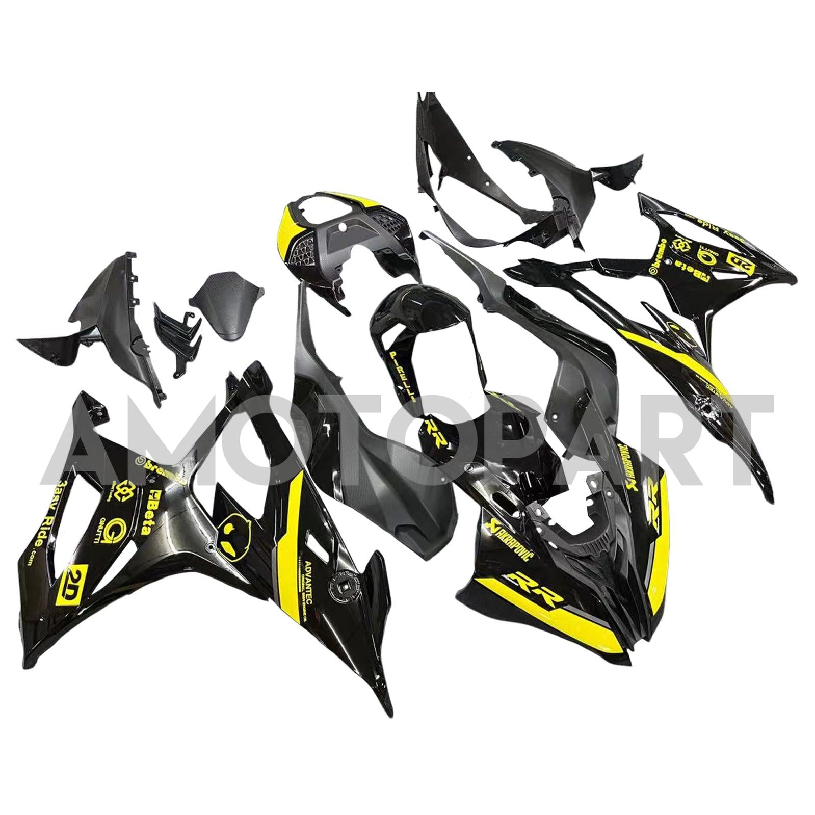 Amotopart BMW S1000RR 2019-2022 Black & Yellow Fairing Kit