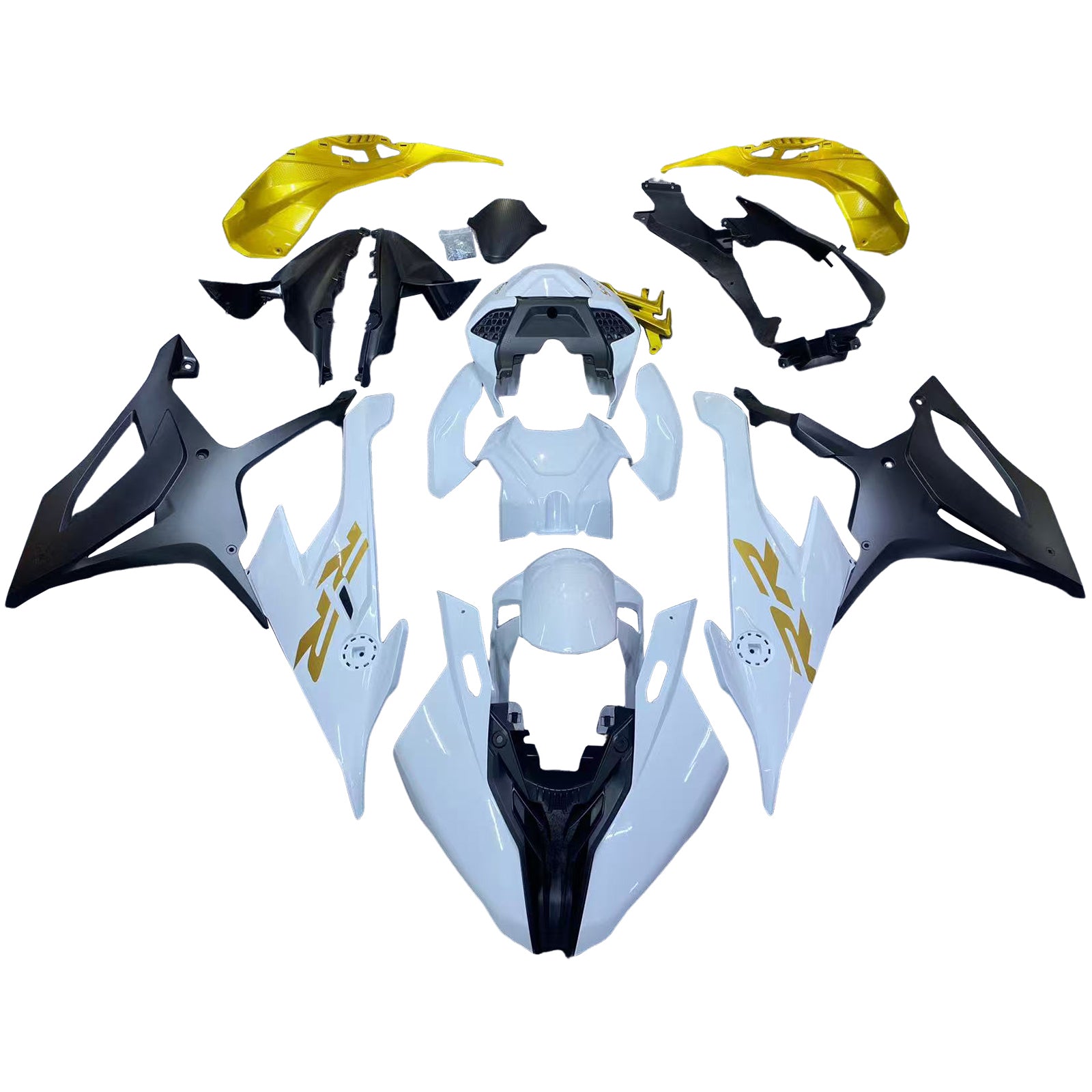 Kit carena Amotopart BMW S1000RR 2019-2022 Bianco e Oro