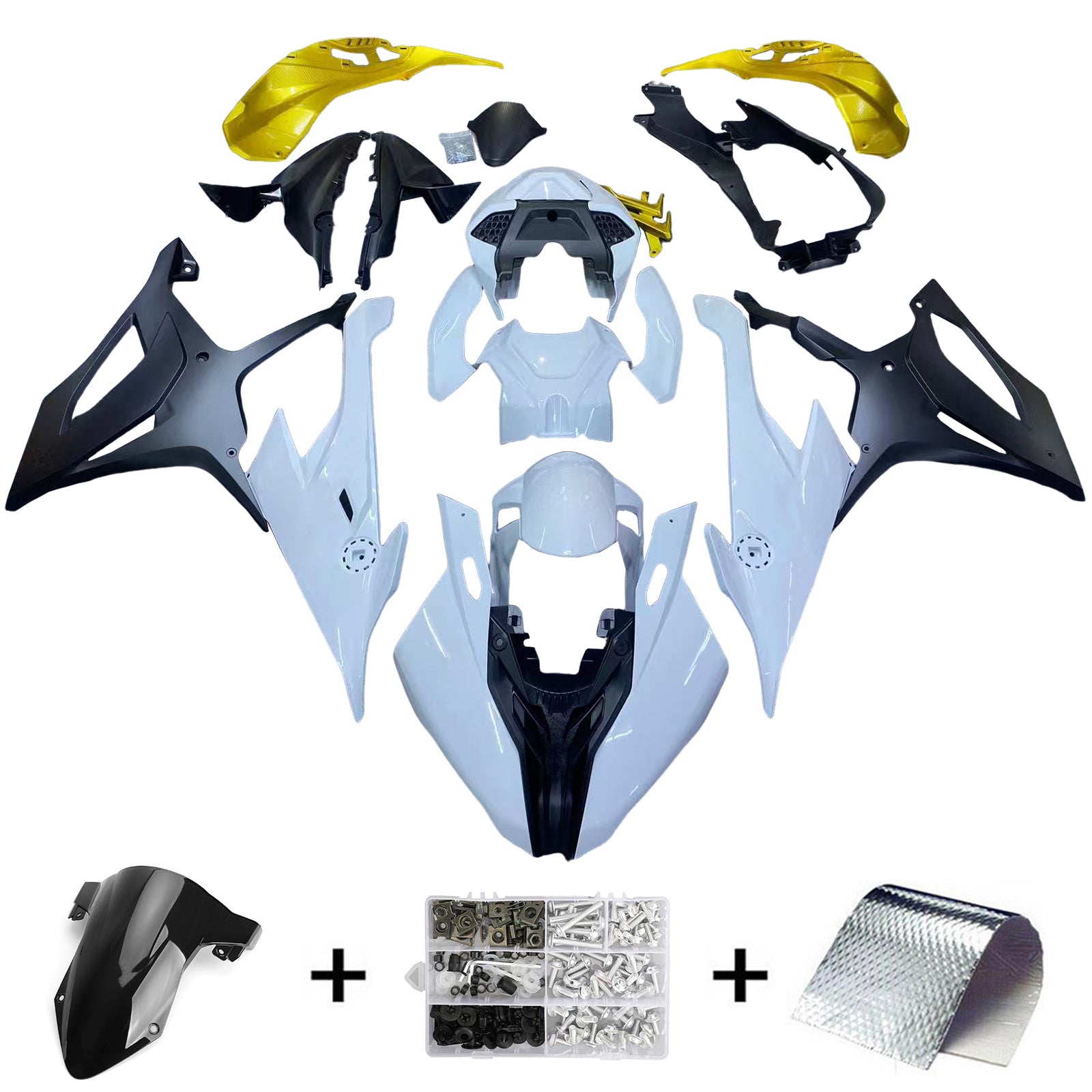 Amotopart BMW S1000RR 2019-2022 White&Gold Fairing Kit