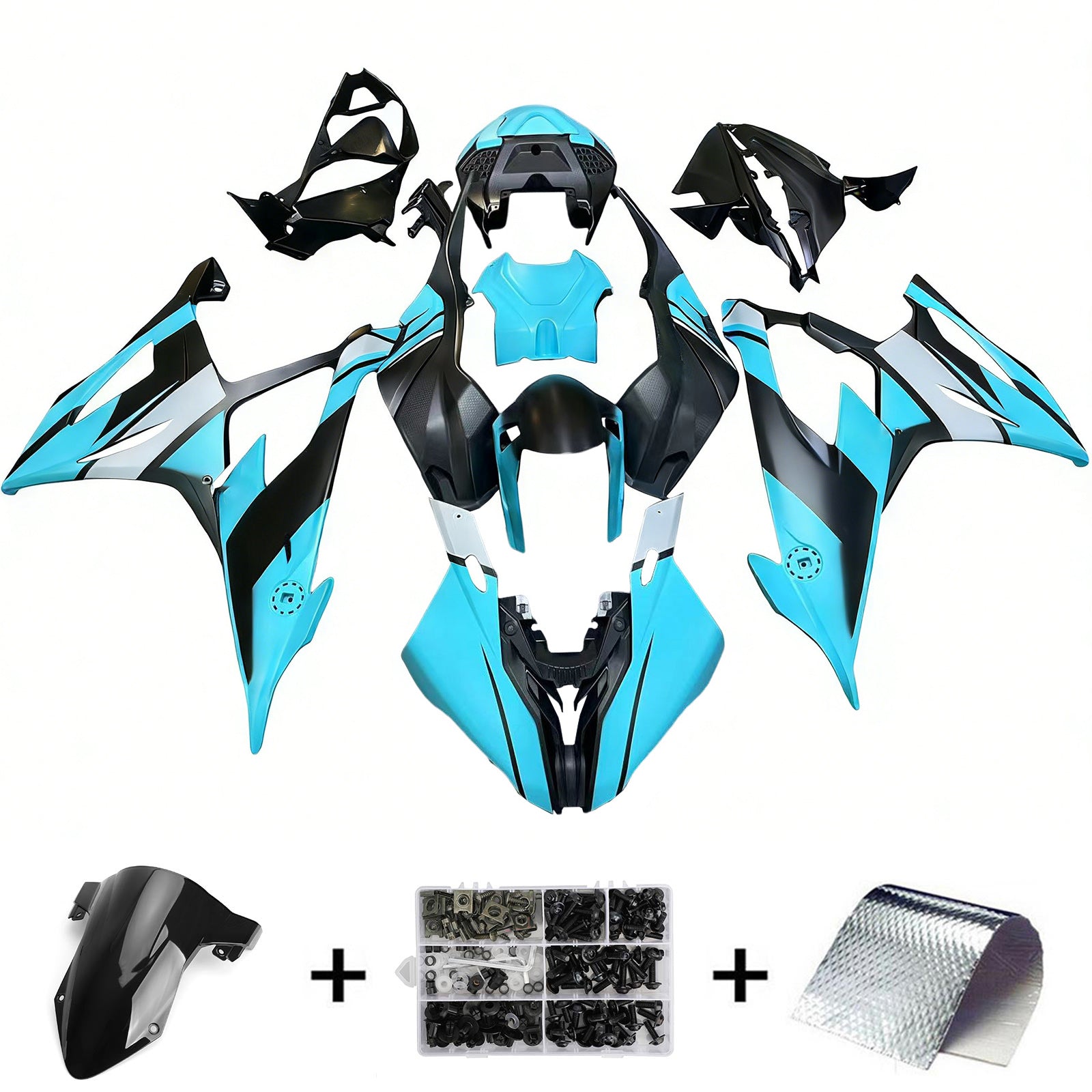 Amotopart BMW S1000RR 2019-2022 Matte Blue&Black Fairing Kit