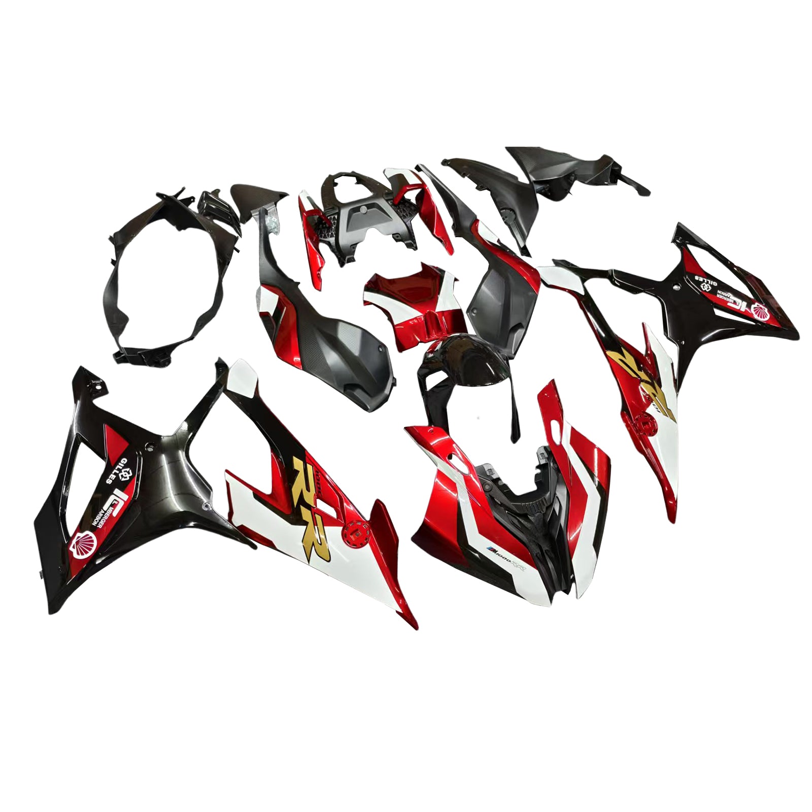 Amotopart BMW S1000RR 2019-2022 Rouge&Kit de carénage Black Style2