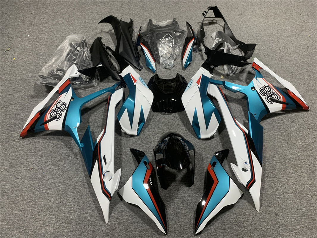 Amotopart BMW S1000RR 2019-2022 Blå & hvid stil 1 Fairing Kit