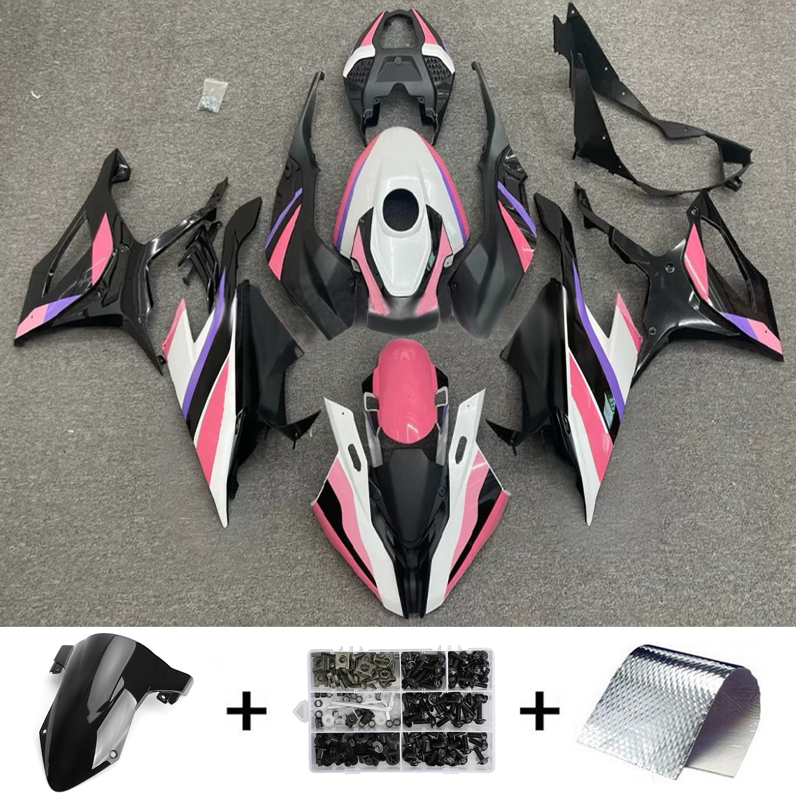 Amotopart 2019-2022 BMW S1000RR Black White Pink Purple Fairing Kit