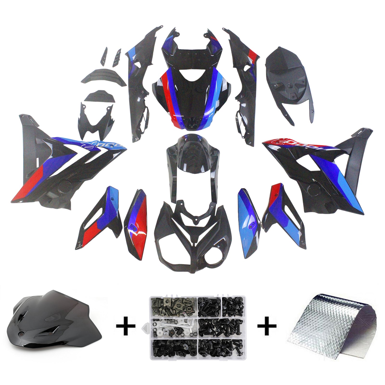 Amotopart 2014-2016 BMW S1000R Carbon Fiber Blue&Czerwony zestaw owiewek