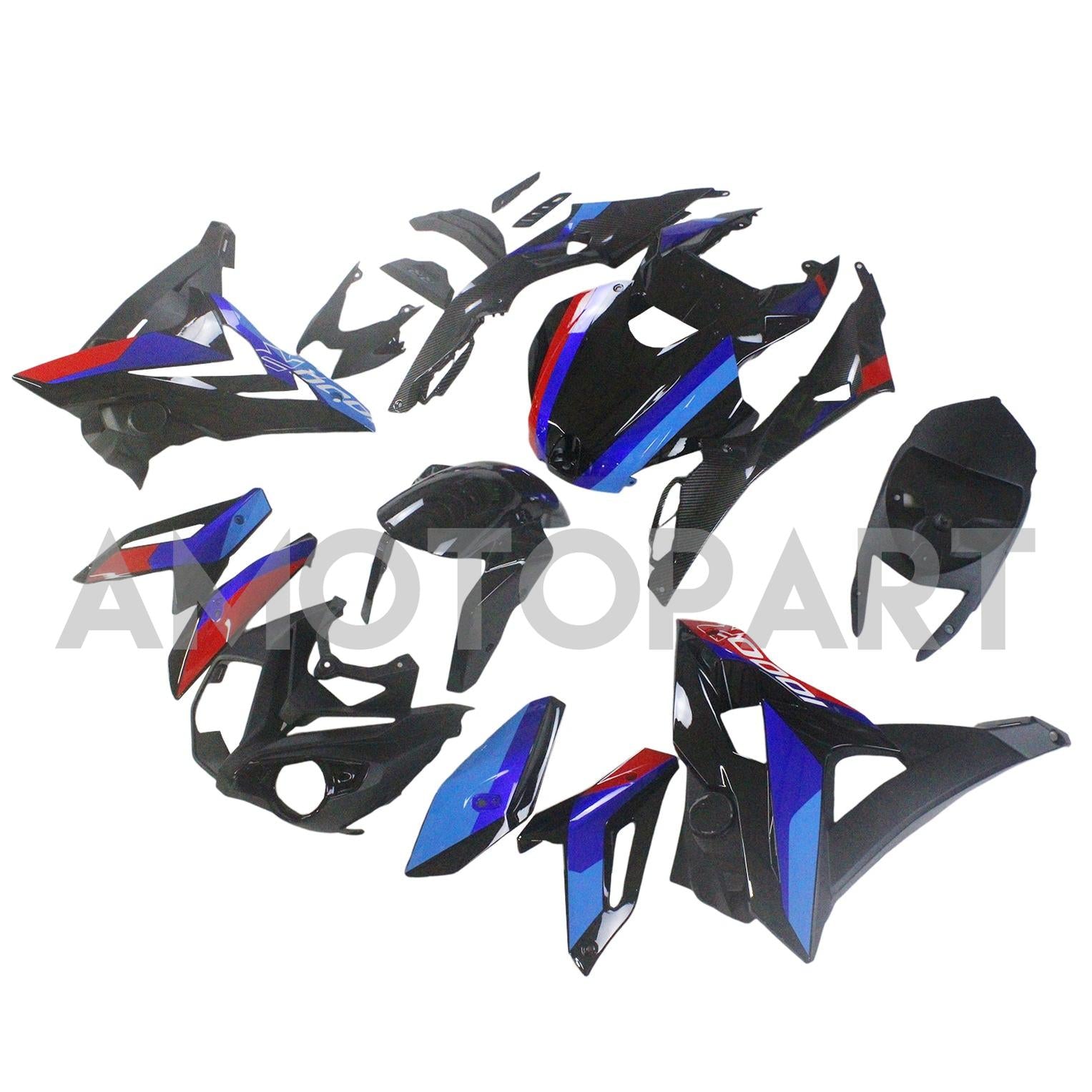 Amotopart 2014-2016 BMW S1000R Carbon Fiber Blue&Red Fairing Kit